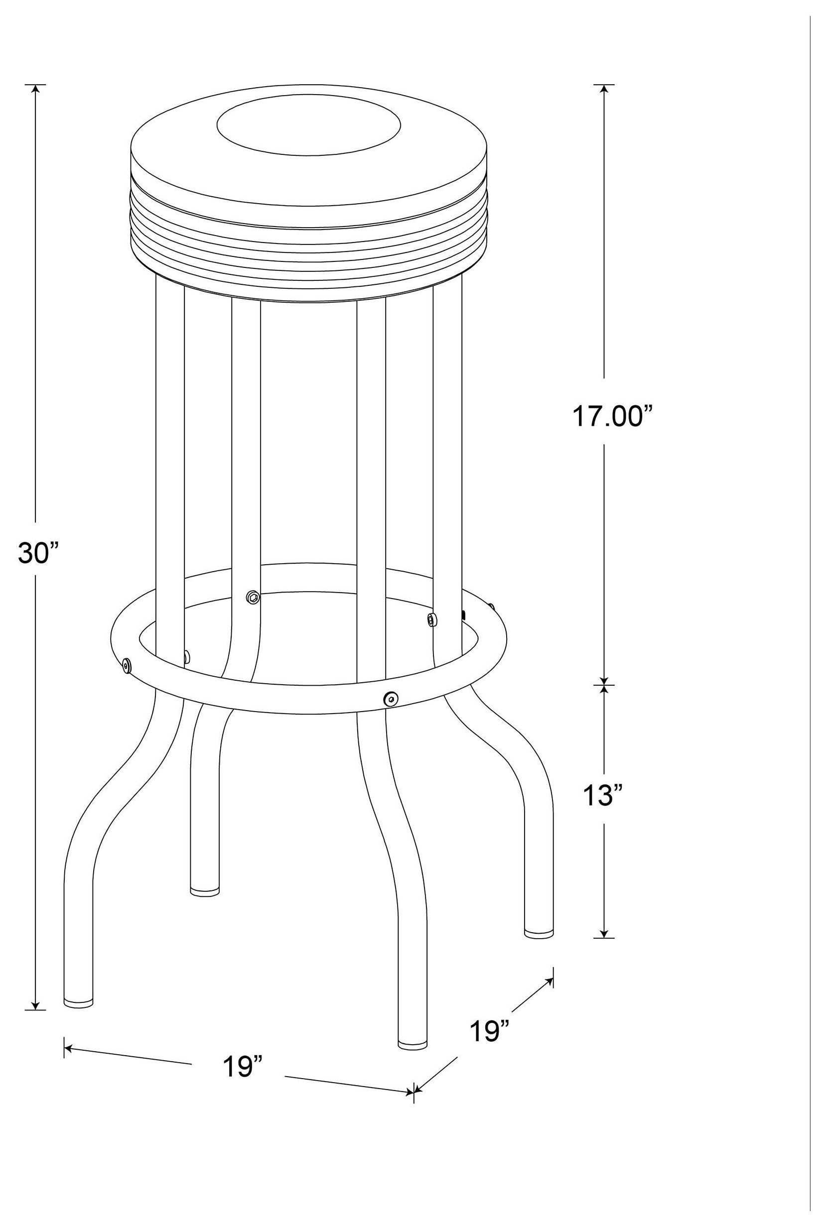 Theodore Red And Chrome Upholstered Top Bar Stool Set of 2