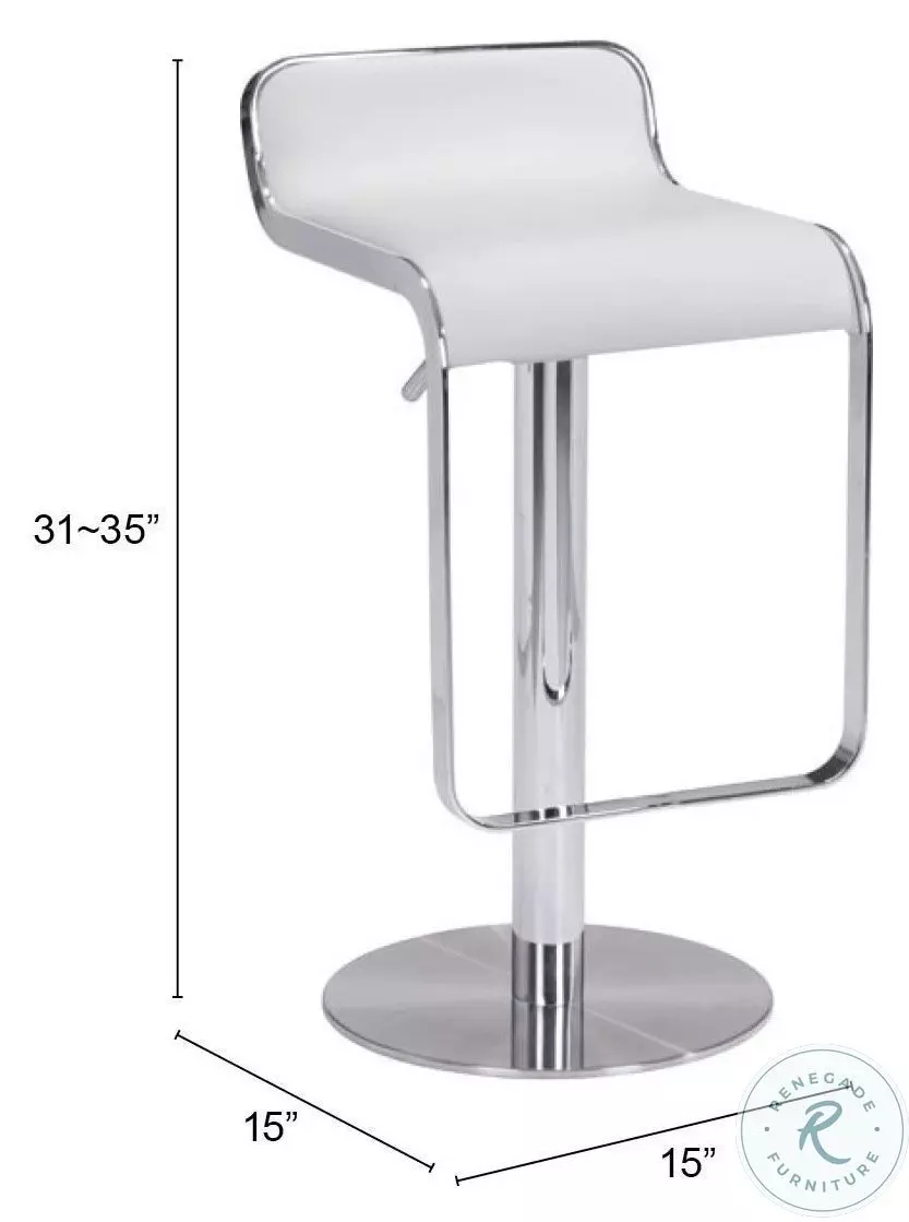 Equino White Adjustable Swivel Bar Stool