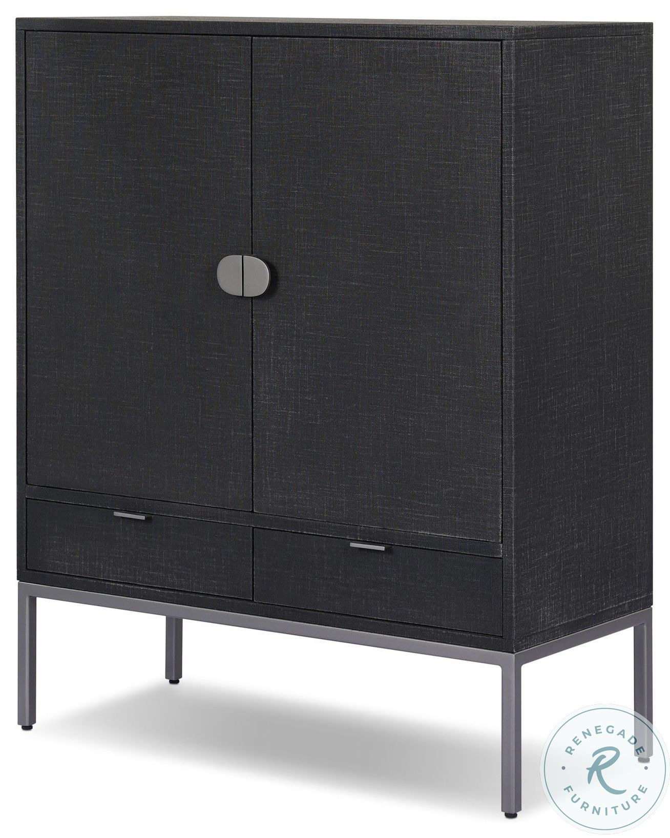 Cressida Black Linen 2 Door Bar Cabinet | Coleman Furniture