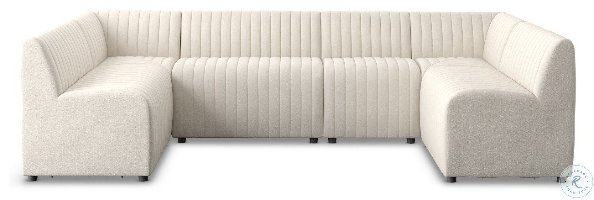 Augustine Capri Oatmeal Performance Fabric 120" U Shape Dining ...