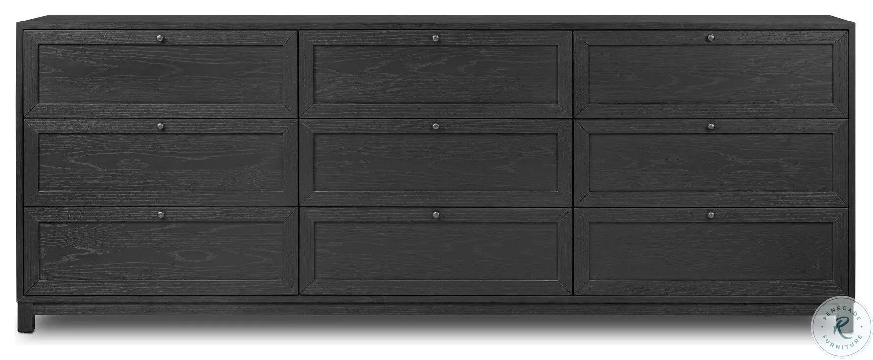 Millie Drifted Matte Black Veneer 9 Drawer Dresser | Coleman Furniture