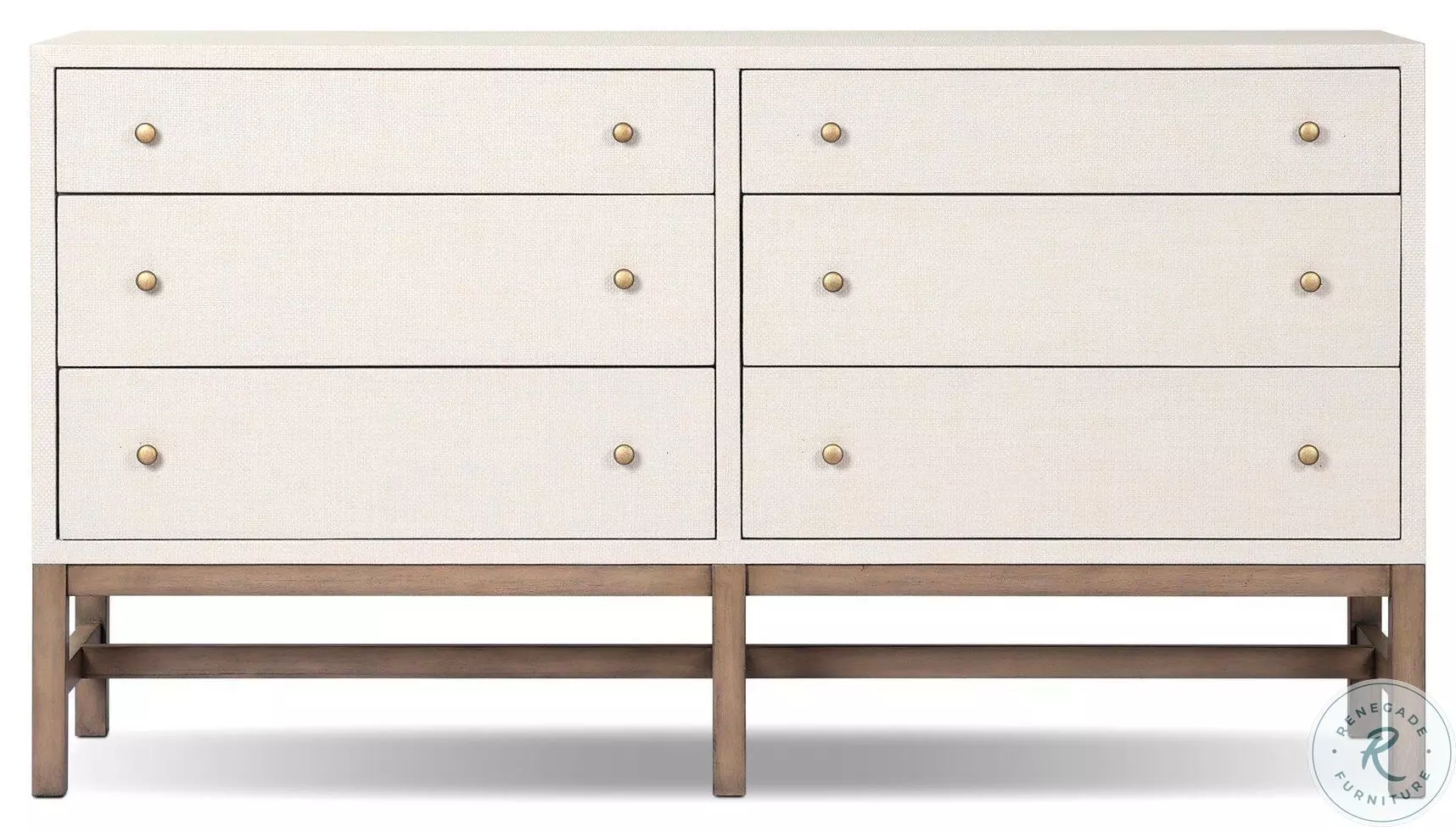 Fiona Ivory Painted Raffia 6 Drawer Dresser | Coleman Furniture