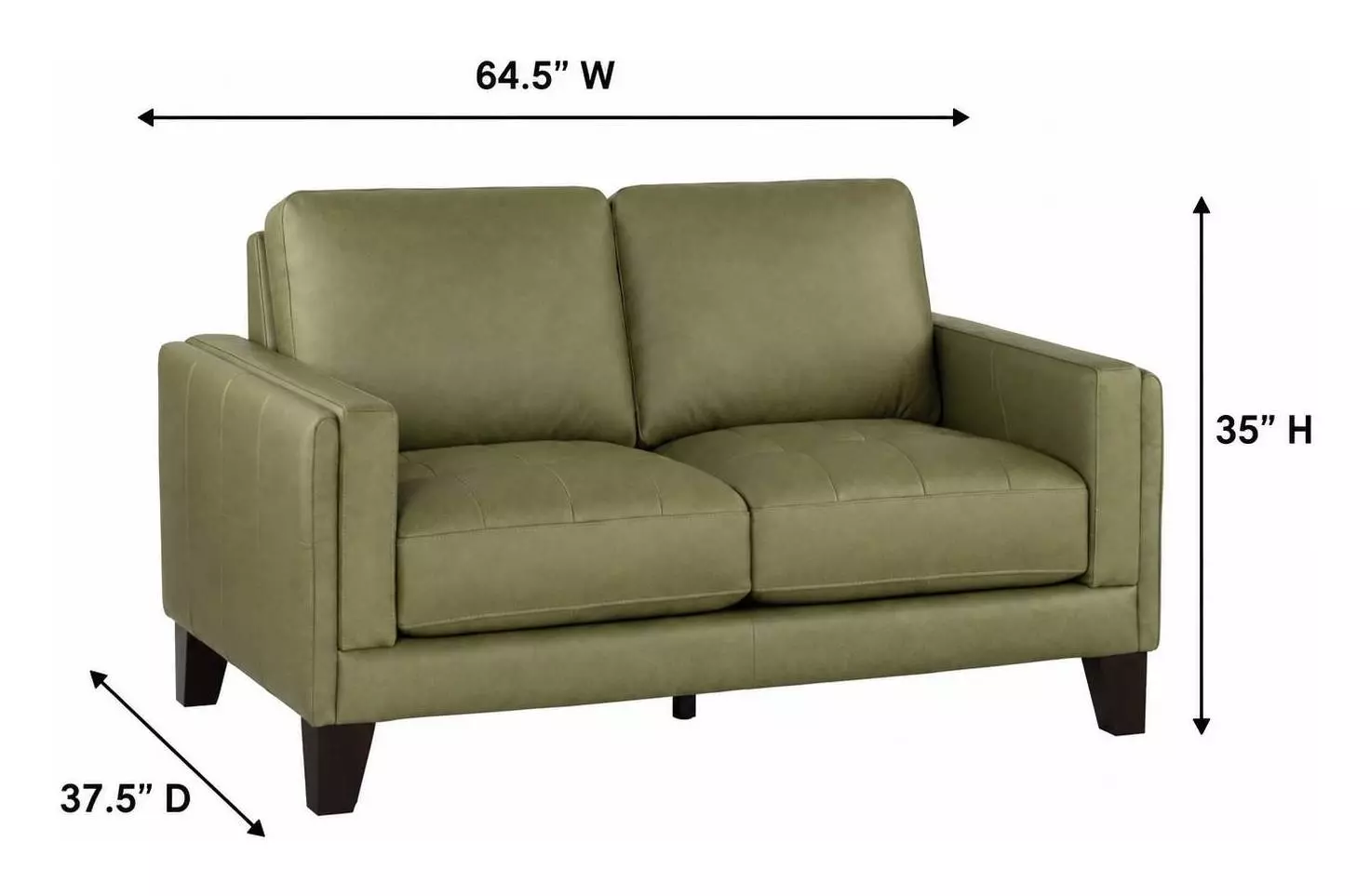Vincent Green Clover Leather 61" Loveseat
