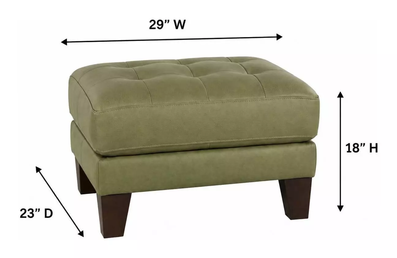 Vincent Green Clover Leather Upholstered Rectangular Ottoman