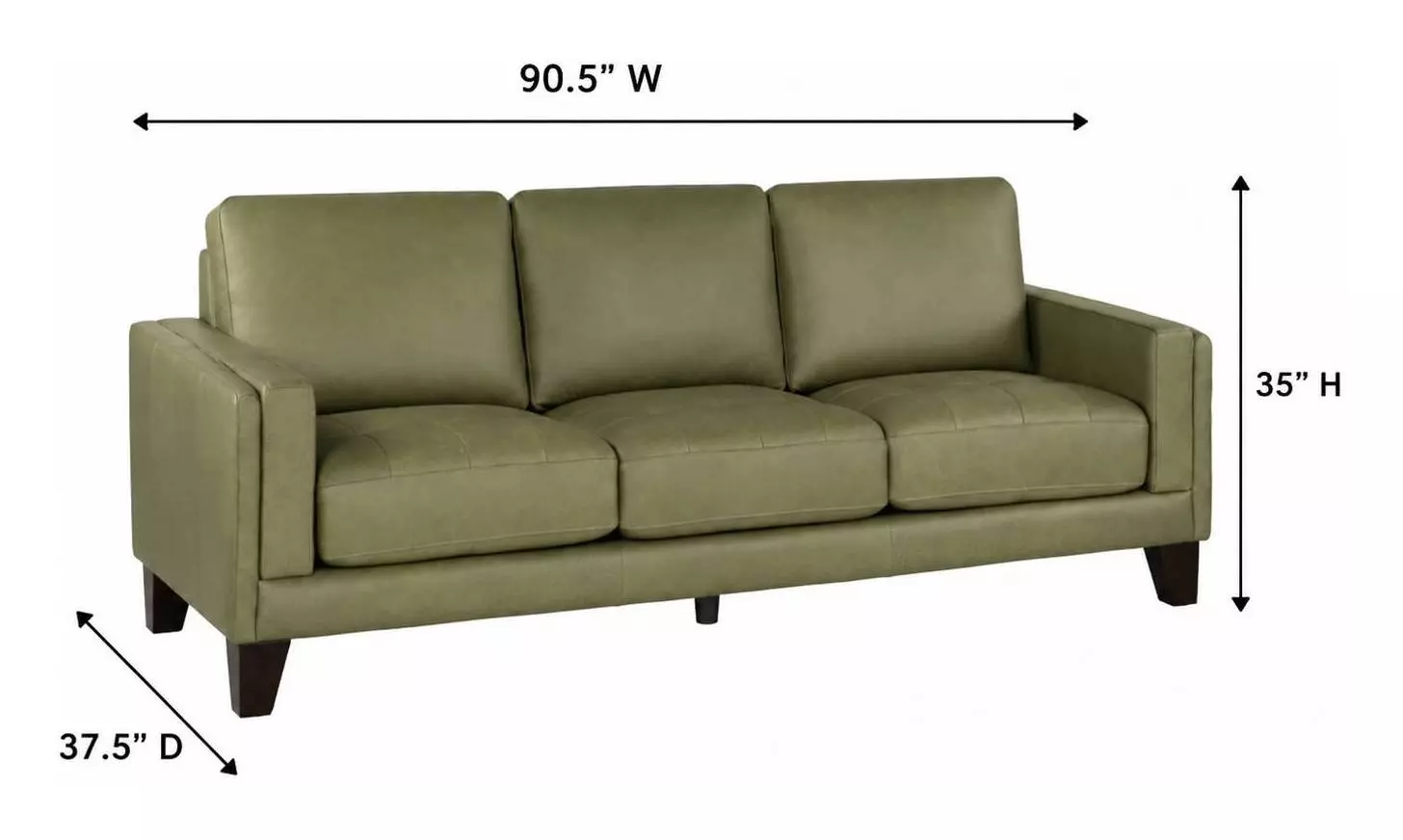 Vincent Green Clover Leather 91" Sofa