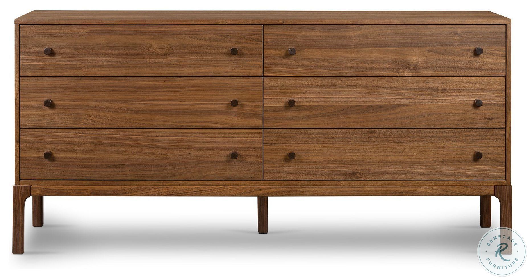 Arturo Natural Walnut Veneer 6 Drawer Dresser | Coleman Furniture