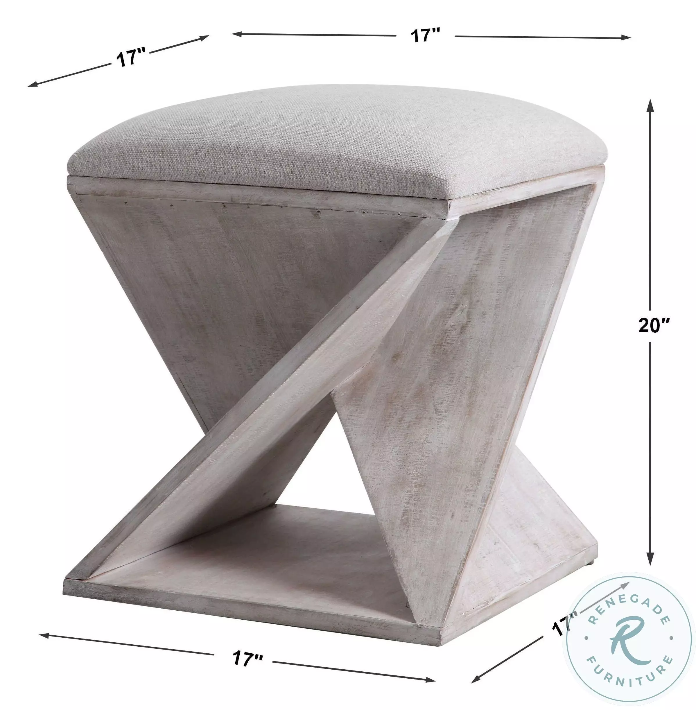 Upton Neutral Linen Accent Stool