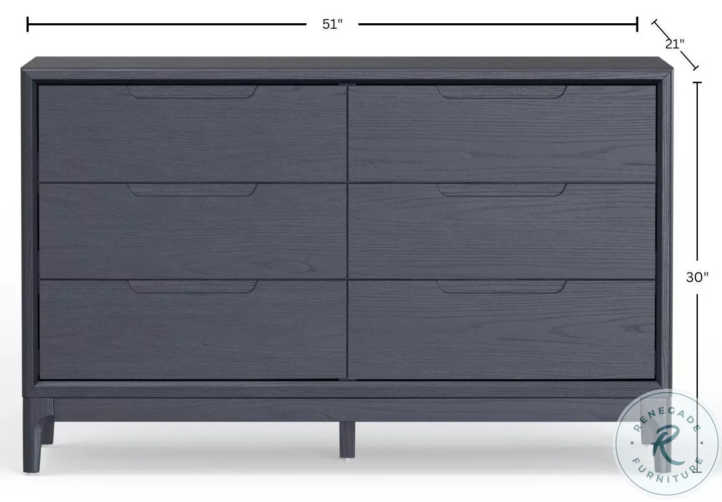 June Vintage Black 6 Drawer Dresser