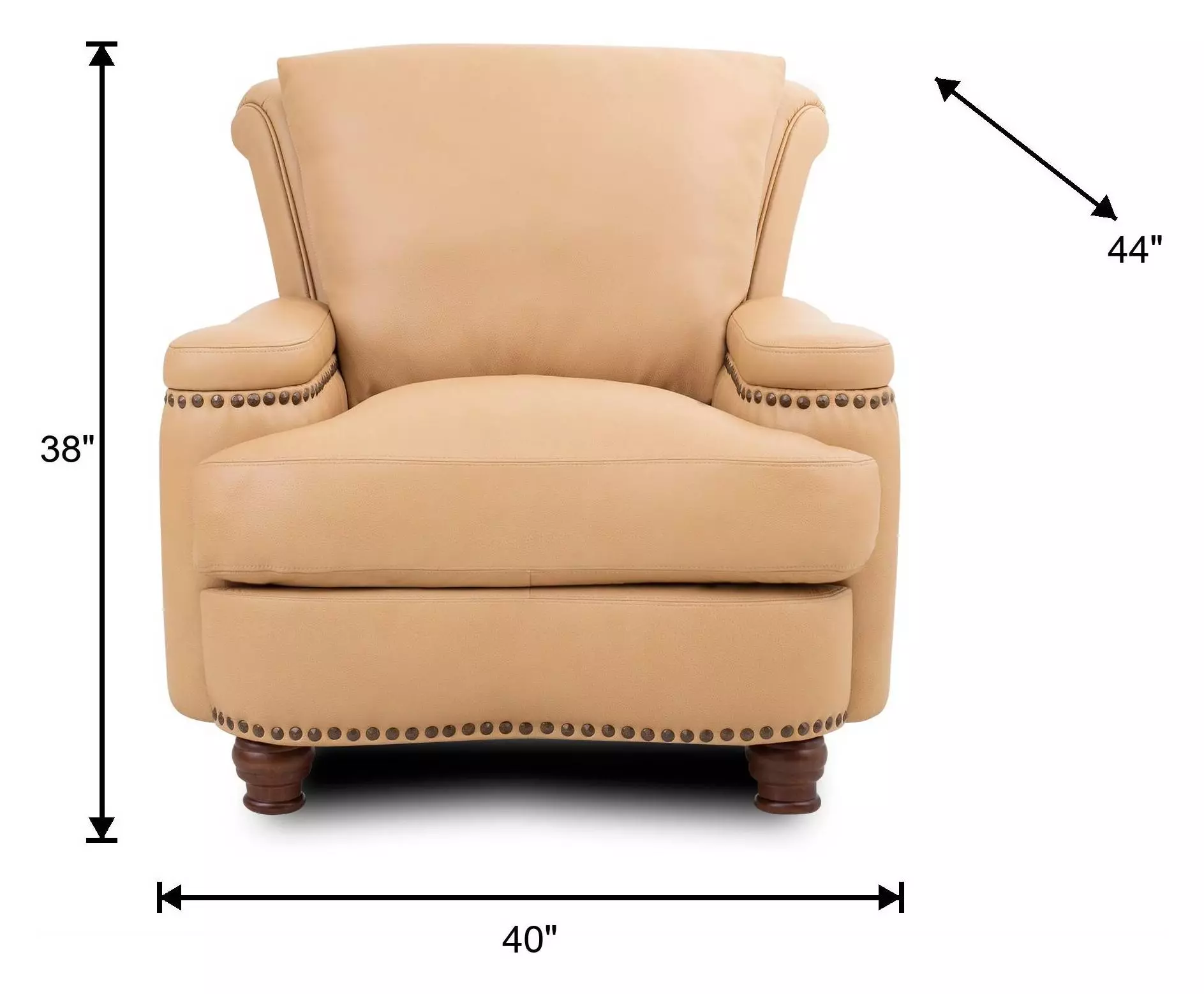 Hutton Tan Fawn Leather Upholstered Accent Chair with Nailhead Trim