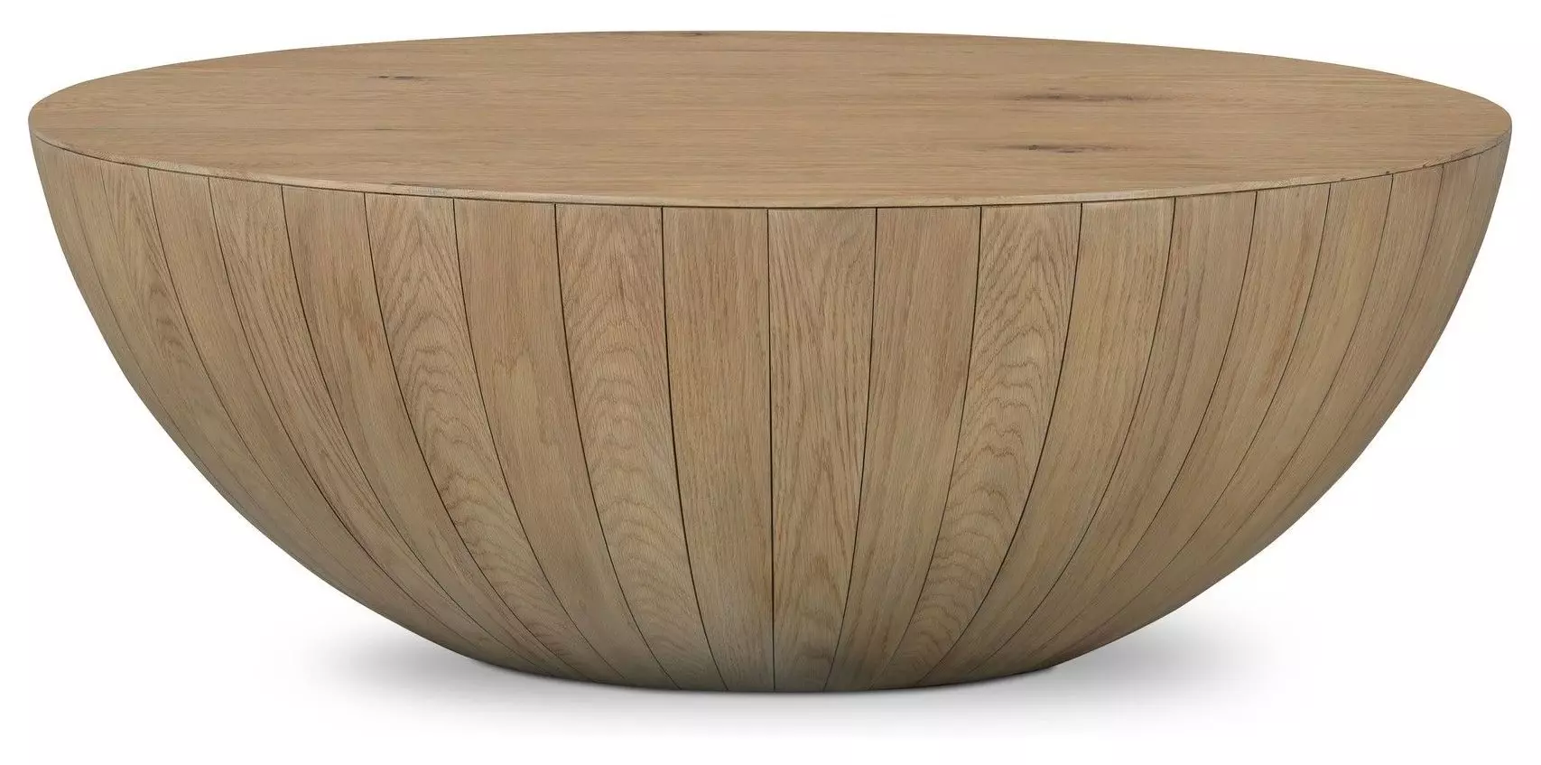 Bina Ryan Natural Resawn Oak Round Wood Oak Coffee Table