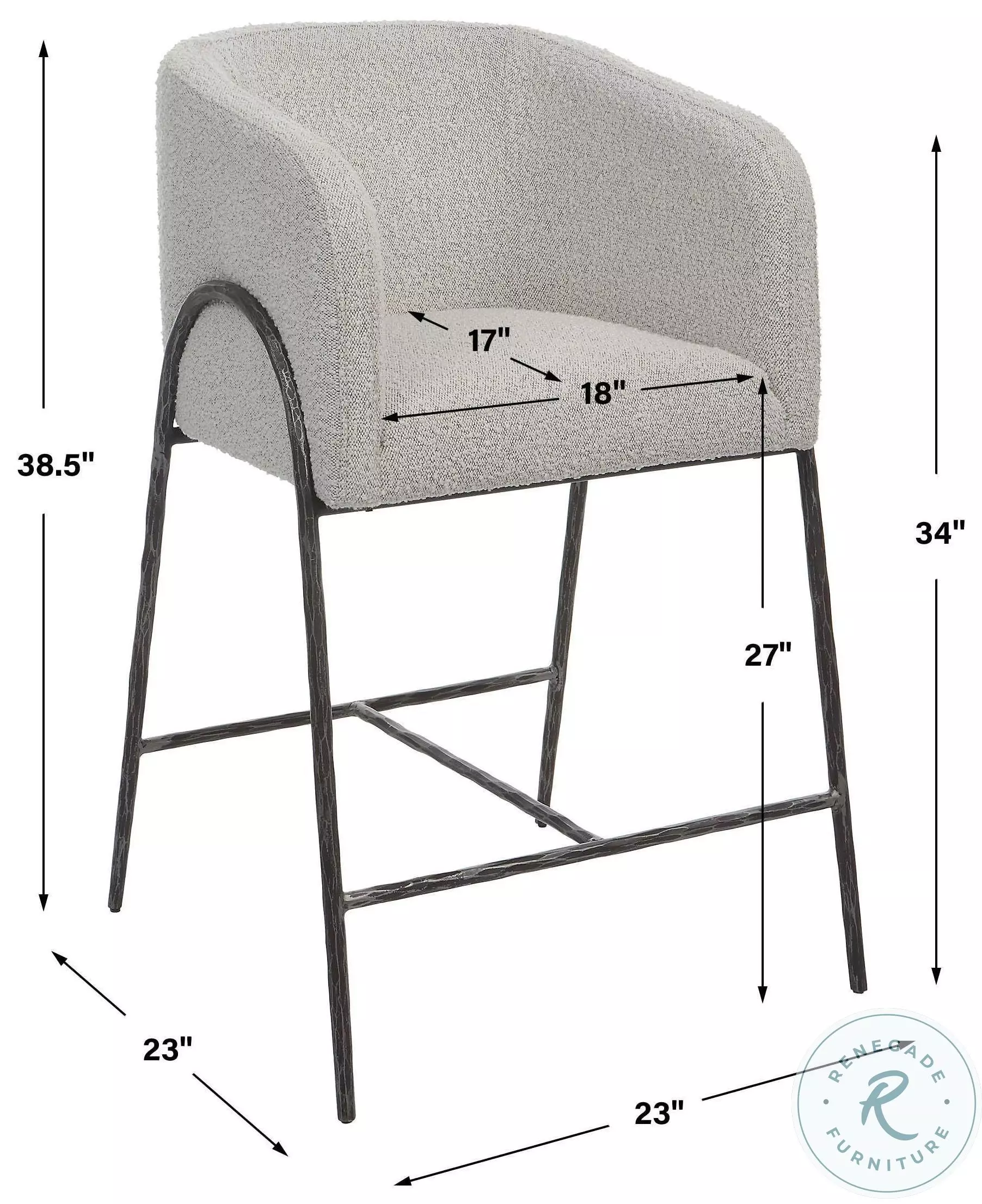 Newhaven Ivory And Warm Gray Counter Height Stool