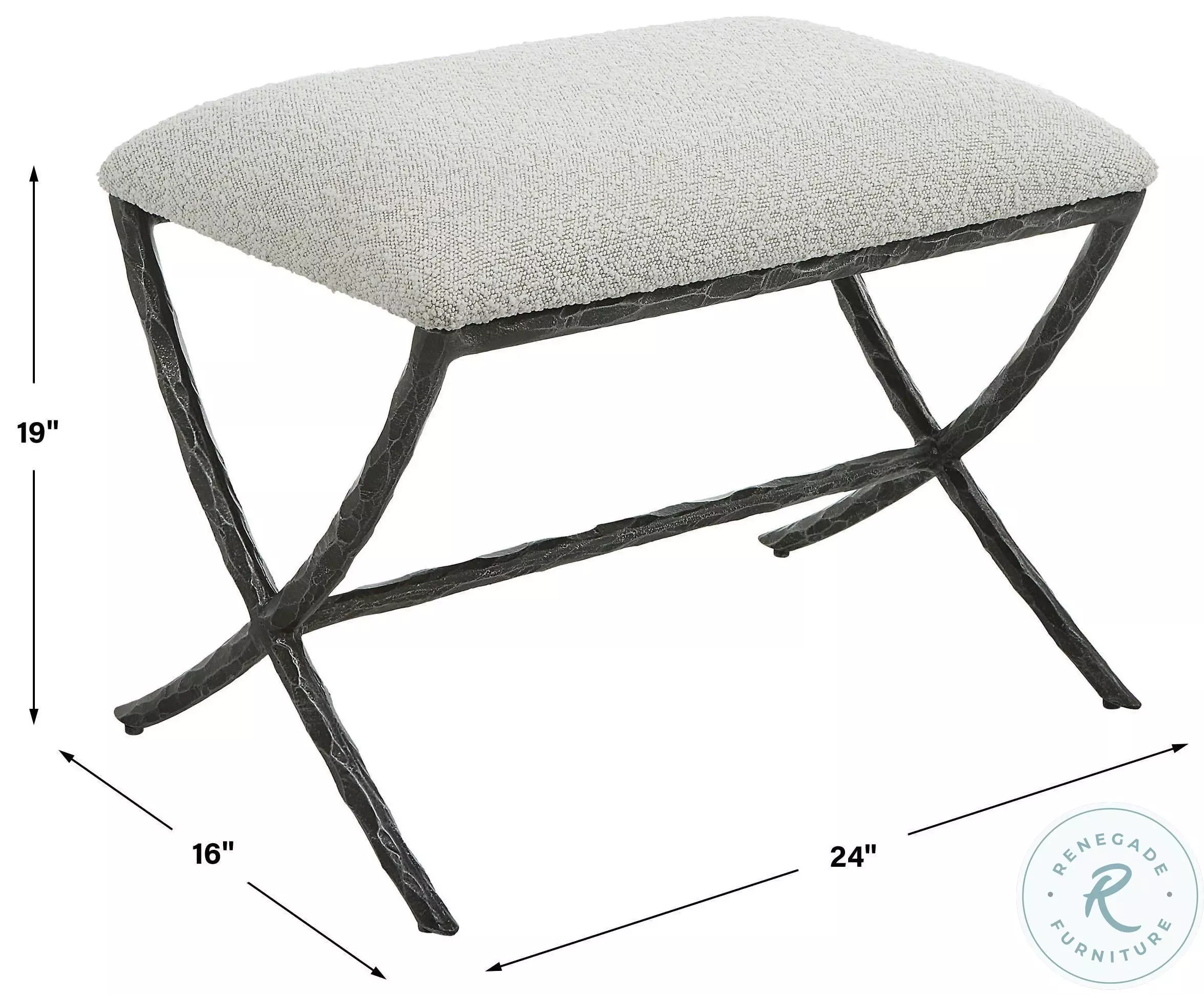 Drevan Ivory And Warm Gray Small Bench