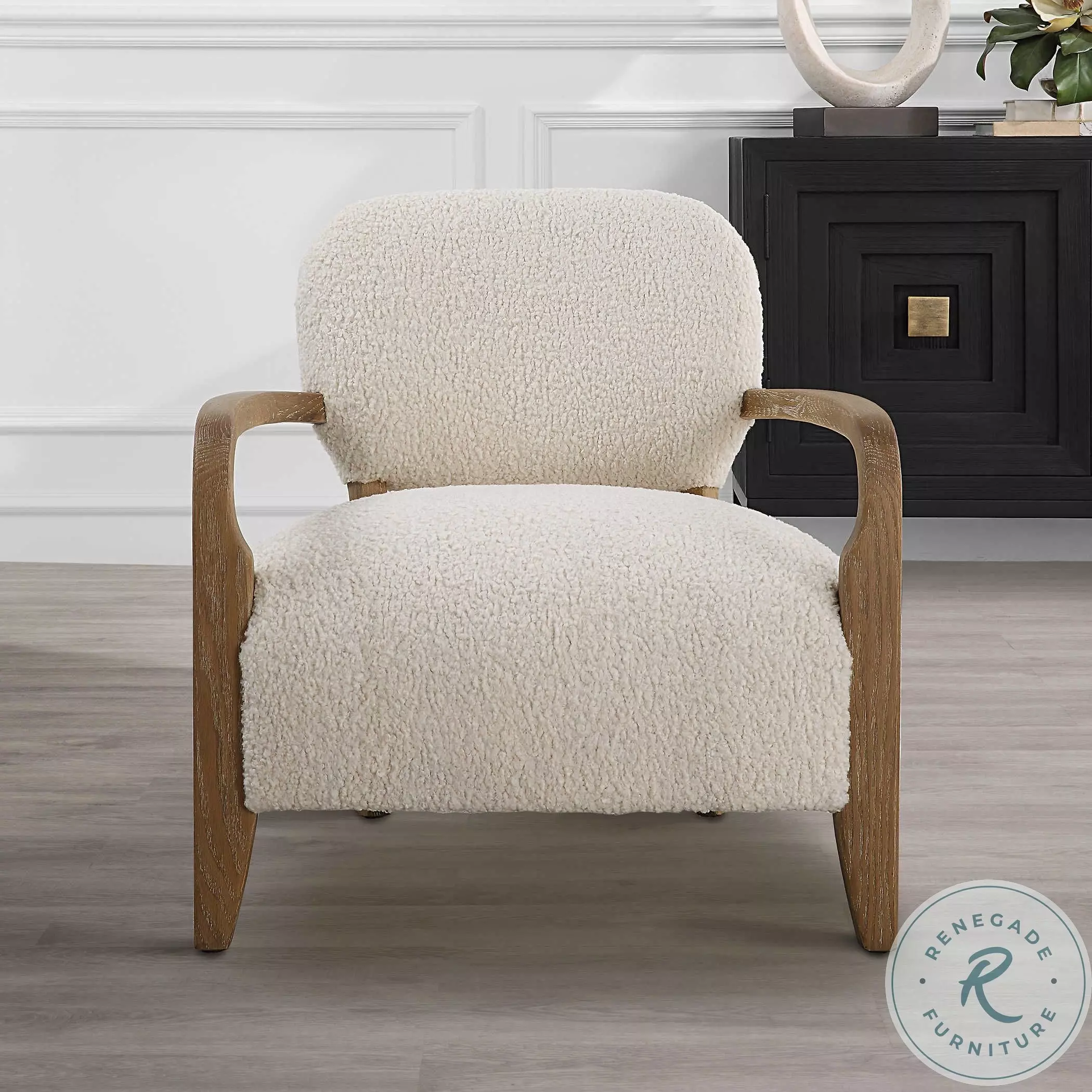 Cavalier Natural Faux shearling Accent Chair From Soul