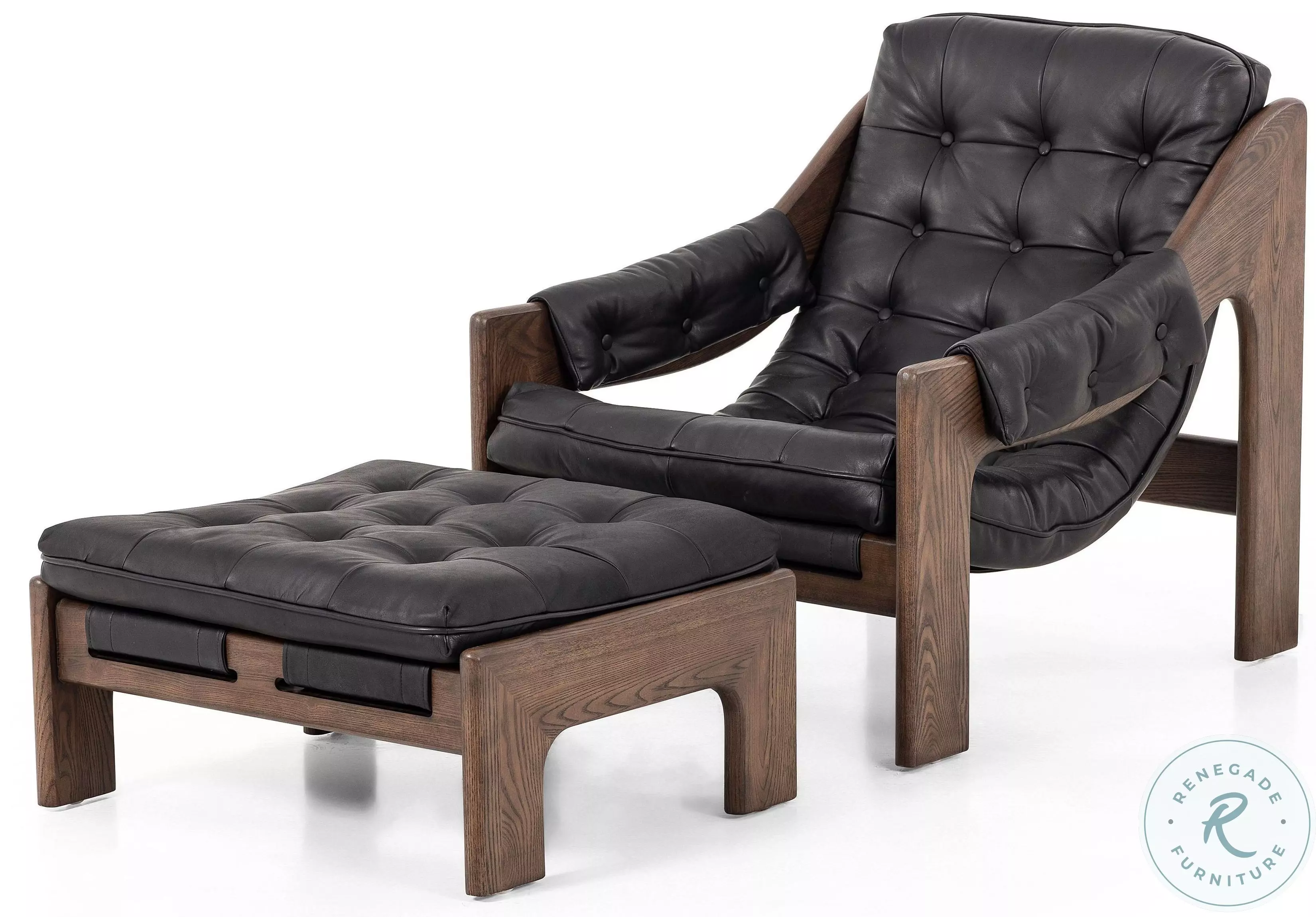 Halston Heirloom Black Leather Chair With Ottoman From Home