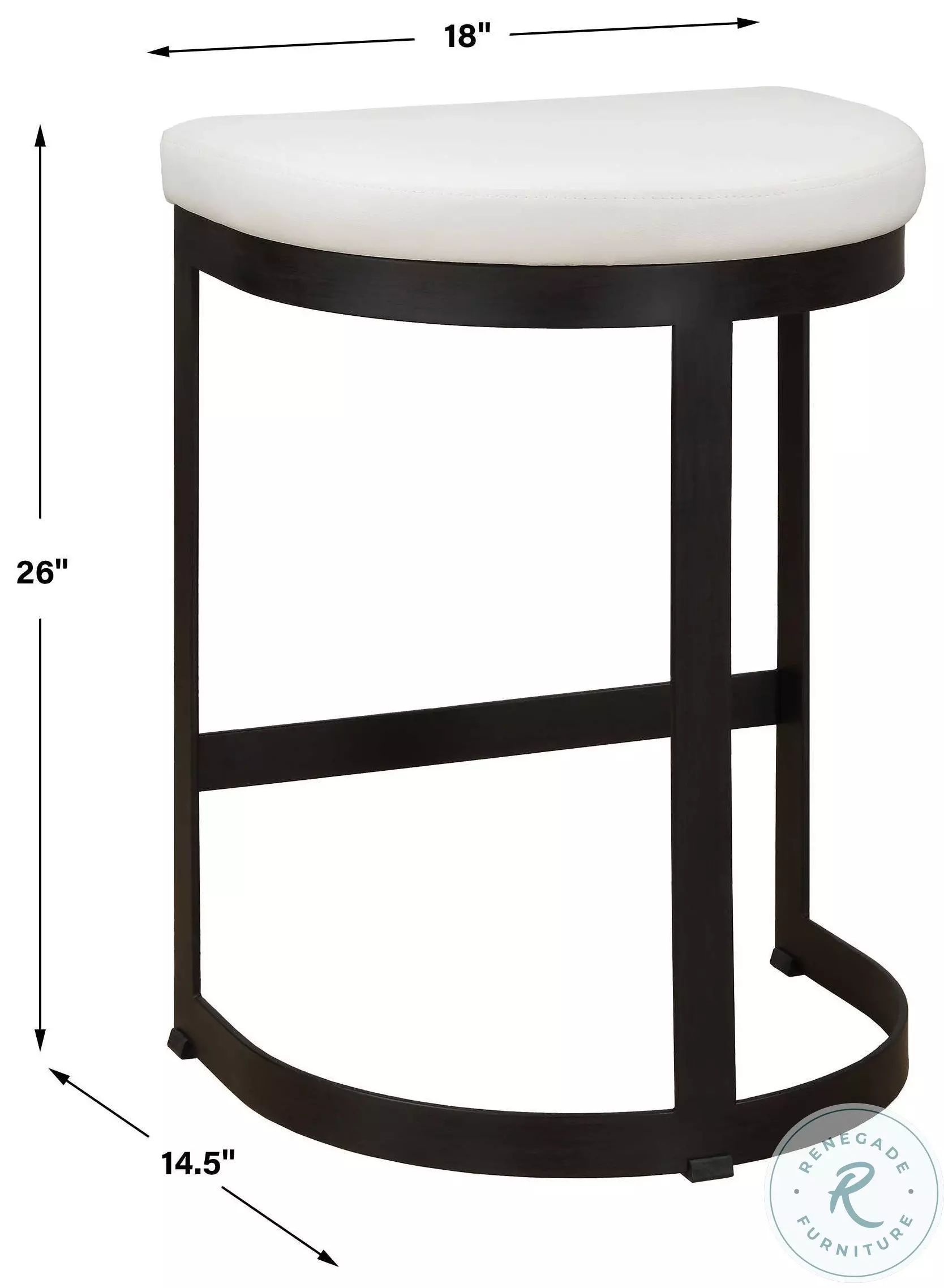 Ossana White And Matte Black Counter Height Stool