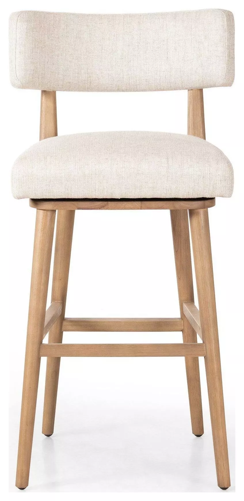 Cerise Modern Cream Upholstered Brown Frame Wood Swivel Bar Stool