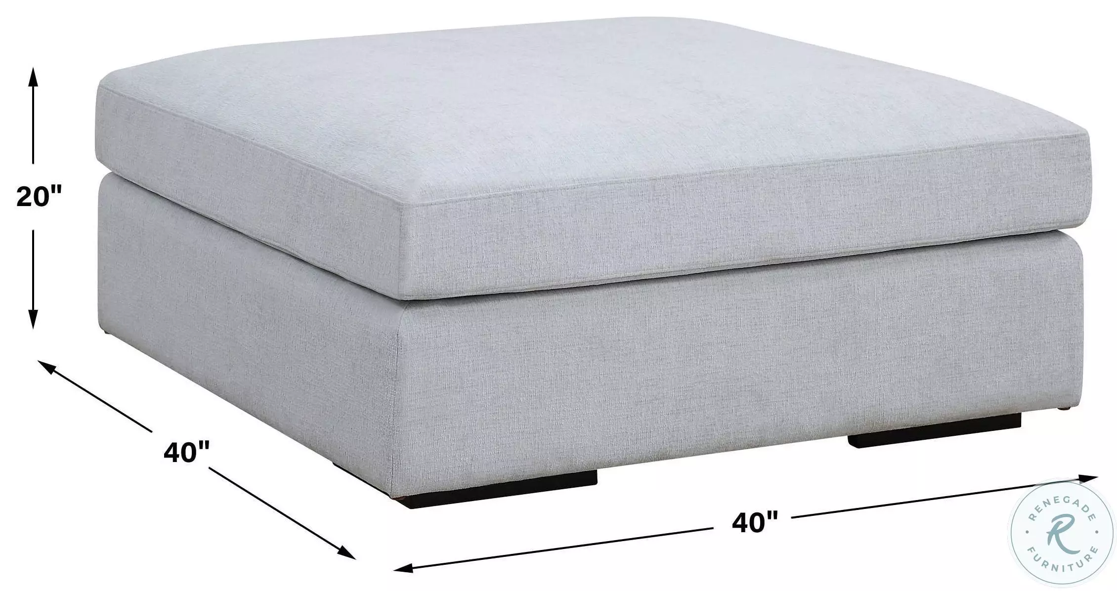 Interlude Light Cloud Blue Ottoman