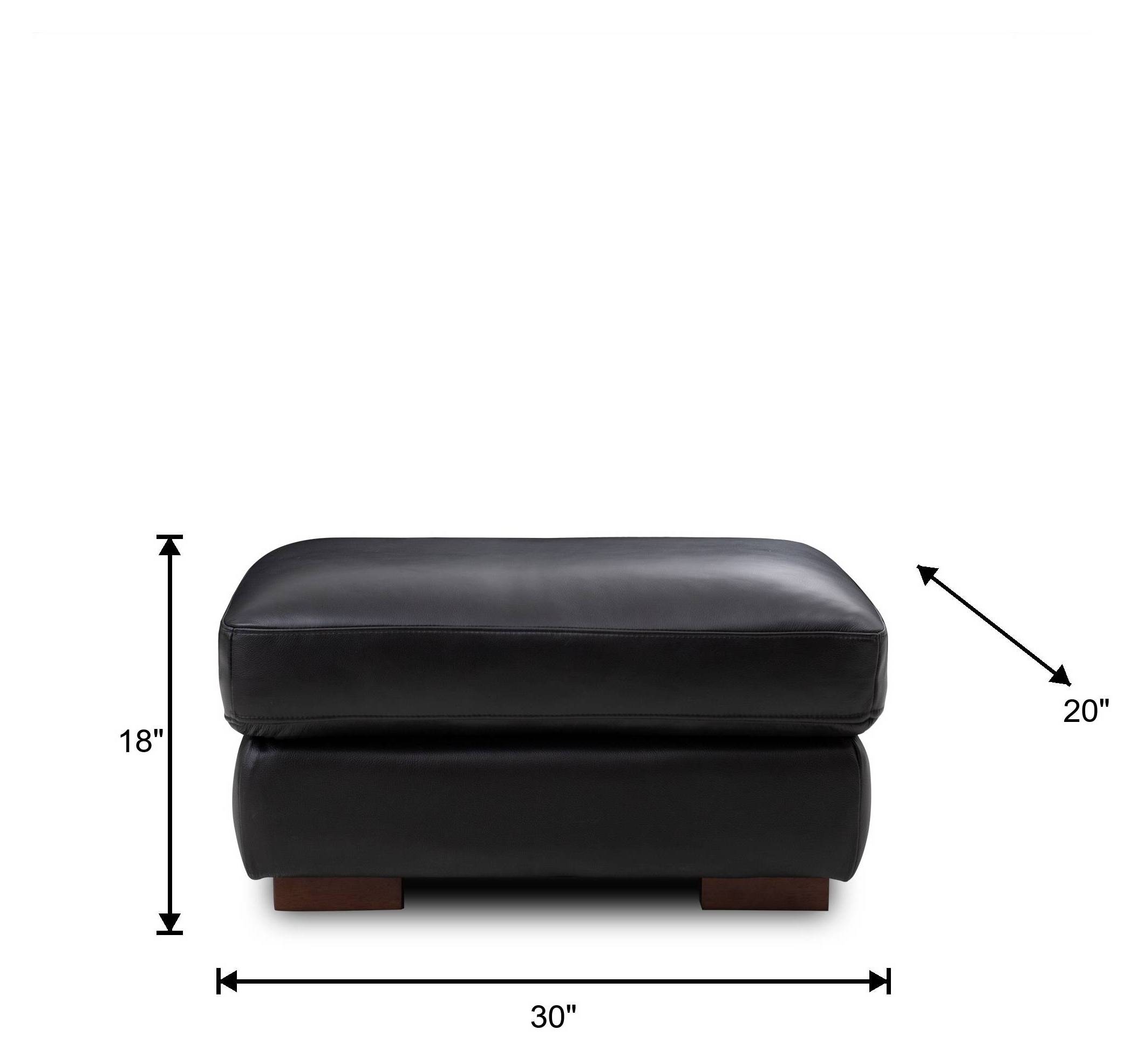 Luca Black Leather Upholstered Rectangular Ottoman