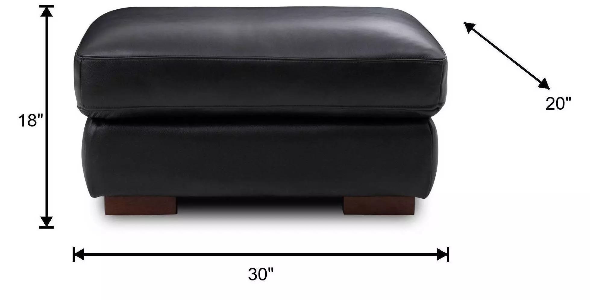 Lorenzo Black Leather Upholstered Rectangular Ottoman