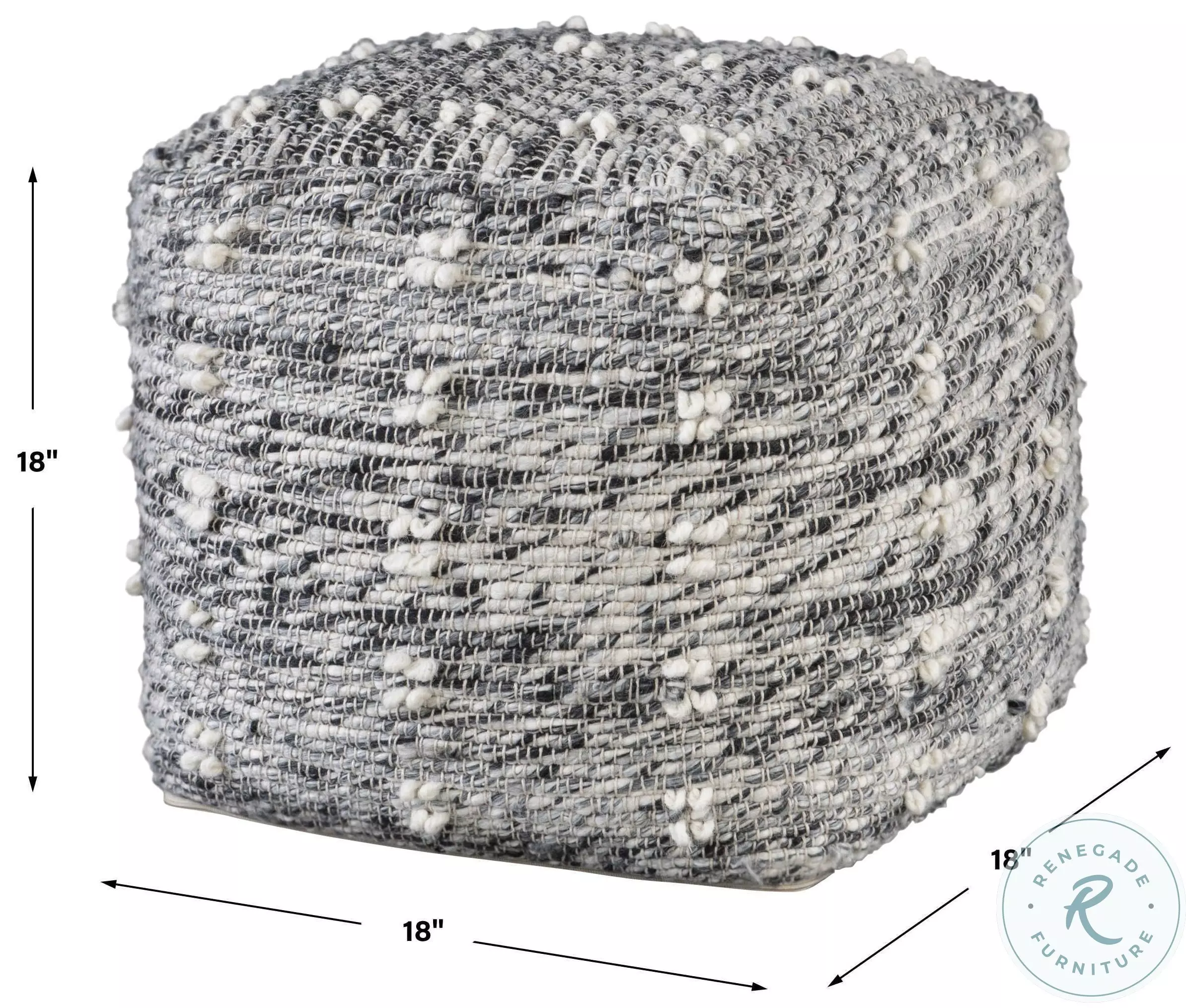 Korinna Neutral Charcoal And Black Pouf