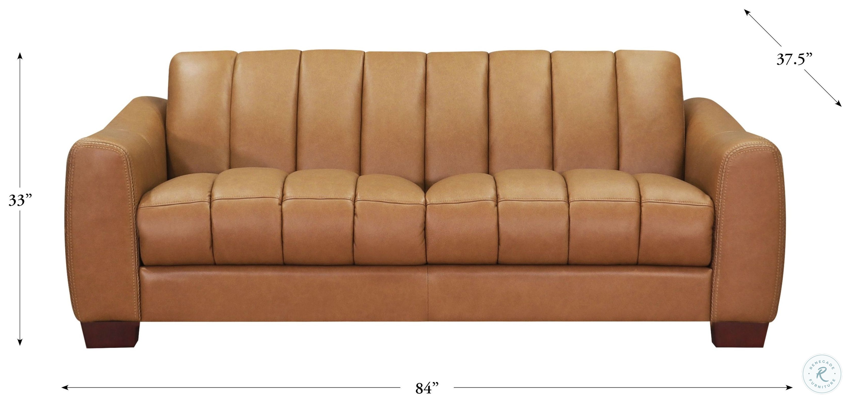 Baylor Cinnamon Leather 84" Sofa