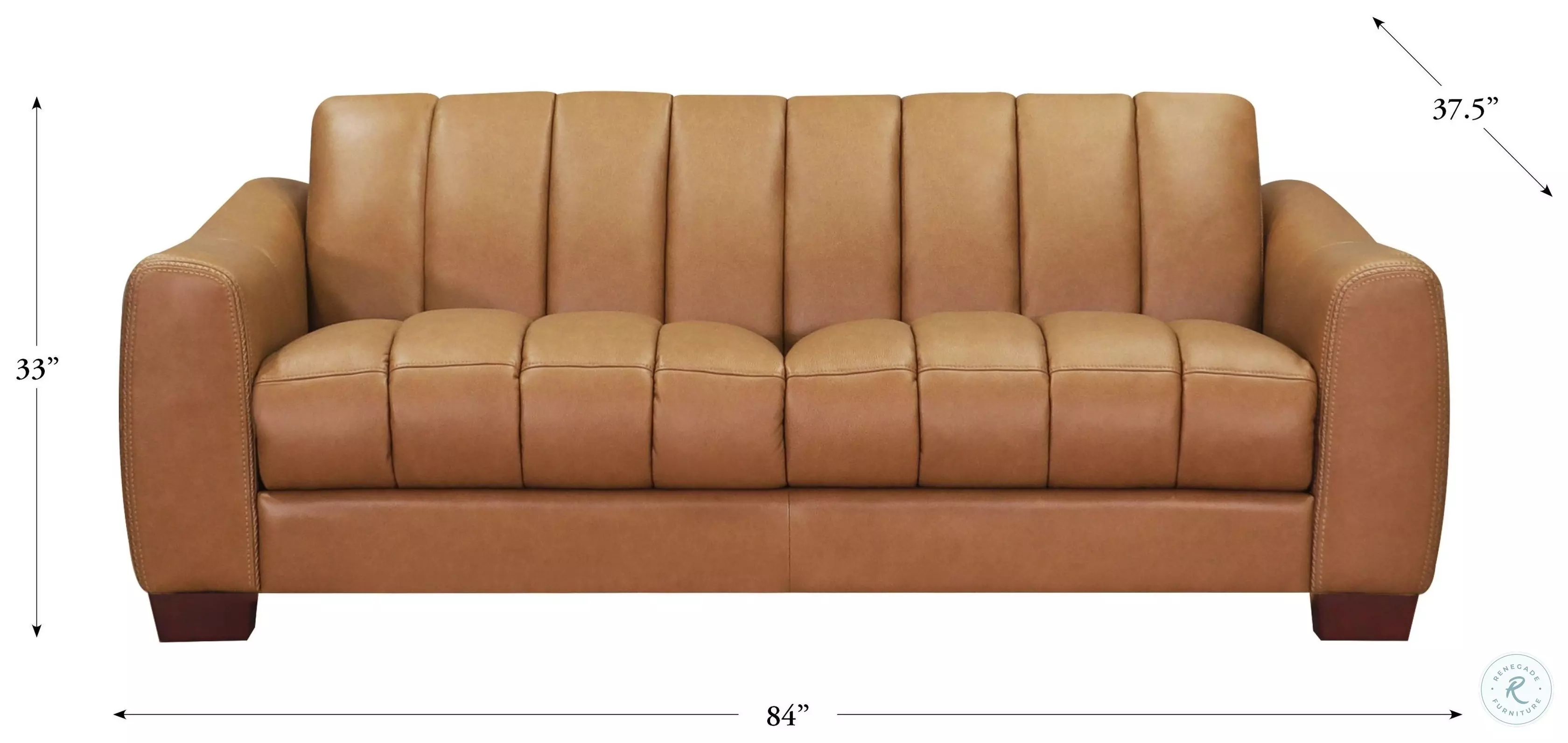 Baylor Cinnamon Leather 84" Sofa