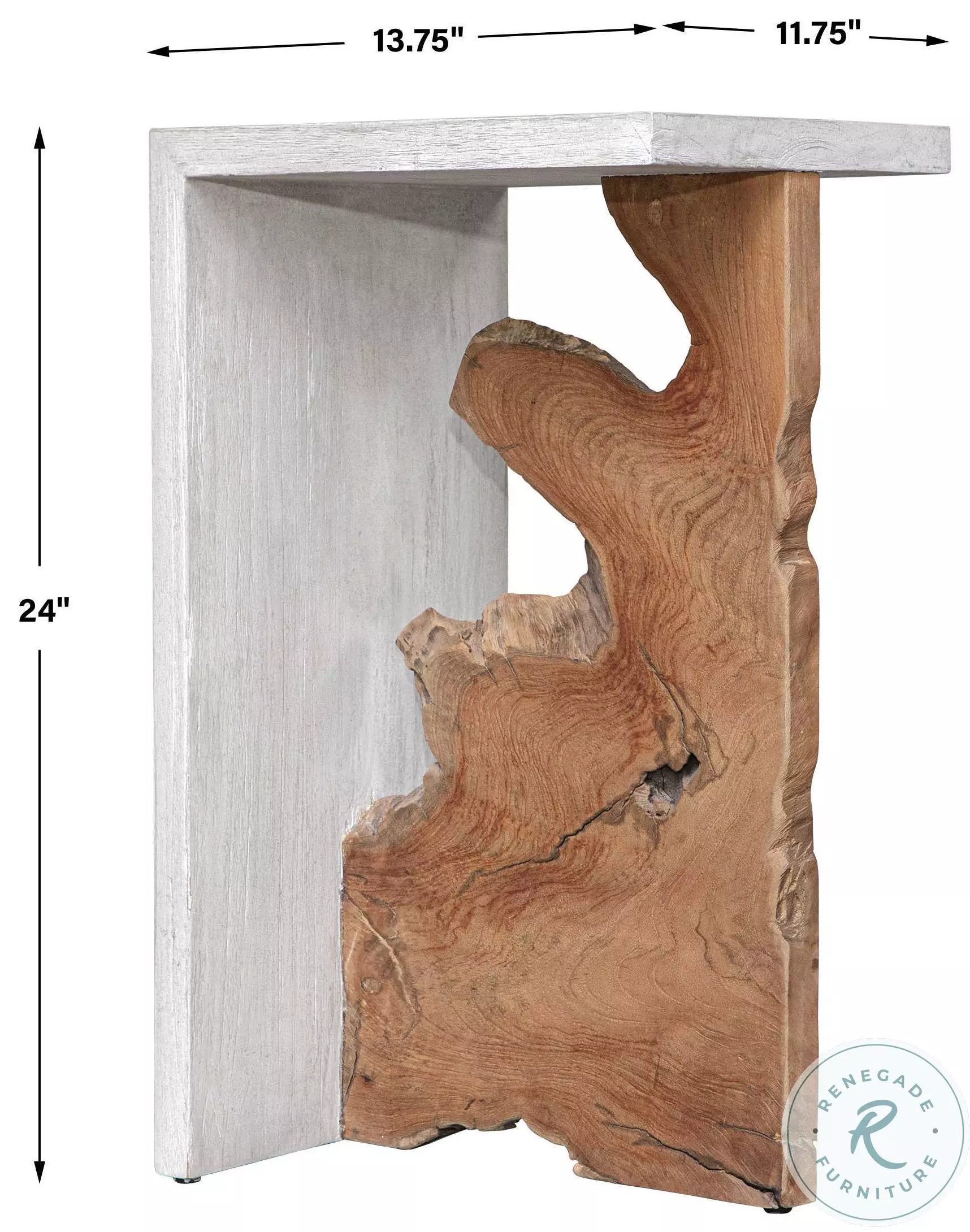 Blends Wood Tone And Aged White Accent Table