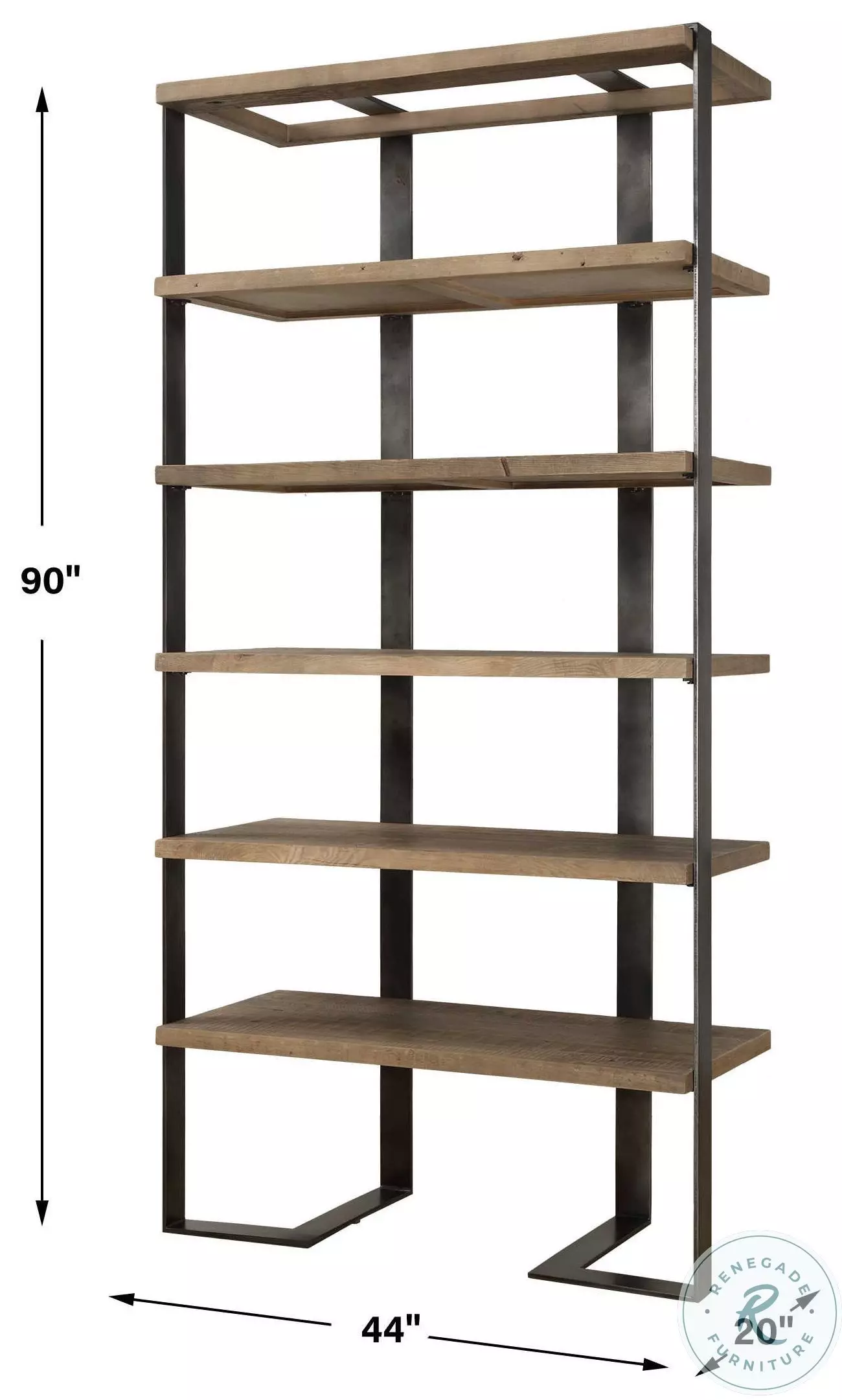 Regon Natural Oak And Oxidized Black Etagere