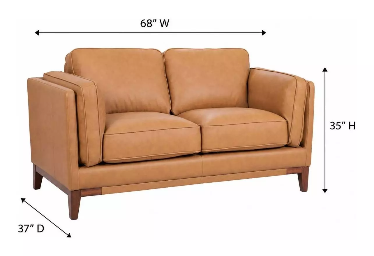 Pendry Carmel Saddle Leather 68" Loveseat
