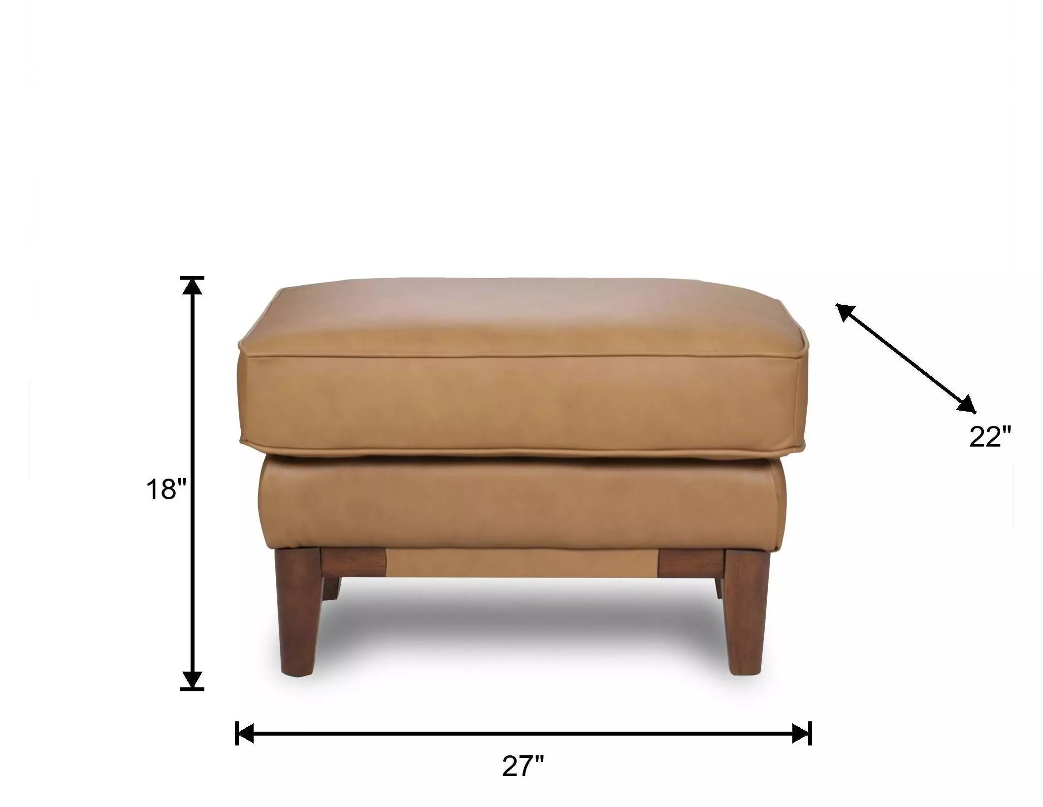 Pendry Carmel Saddle Leather Upholstered Rectangular Ottoman