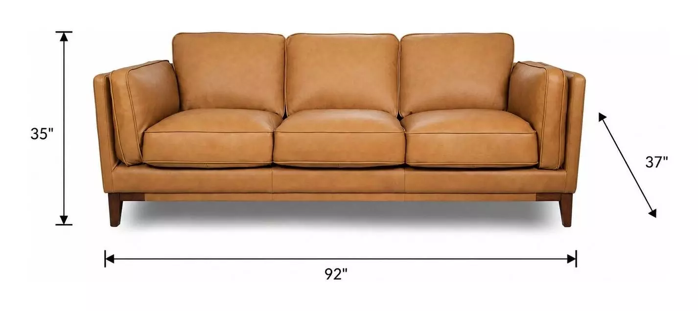 Pendry Carmel Saddle Leather 92" Sofa