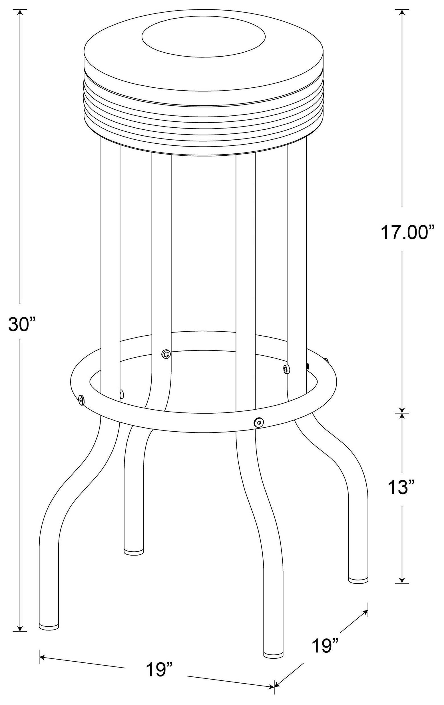 Theodore Black And Chrome Upholstered Top Bar Stool Set of 2