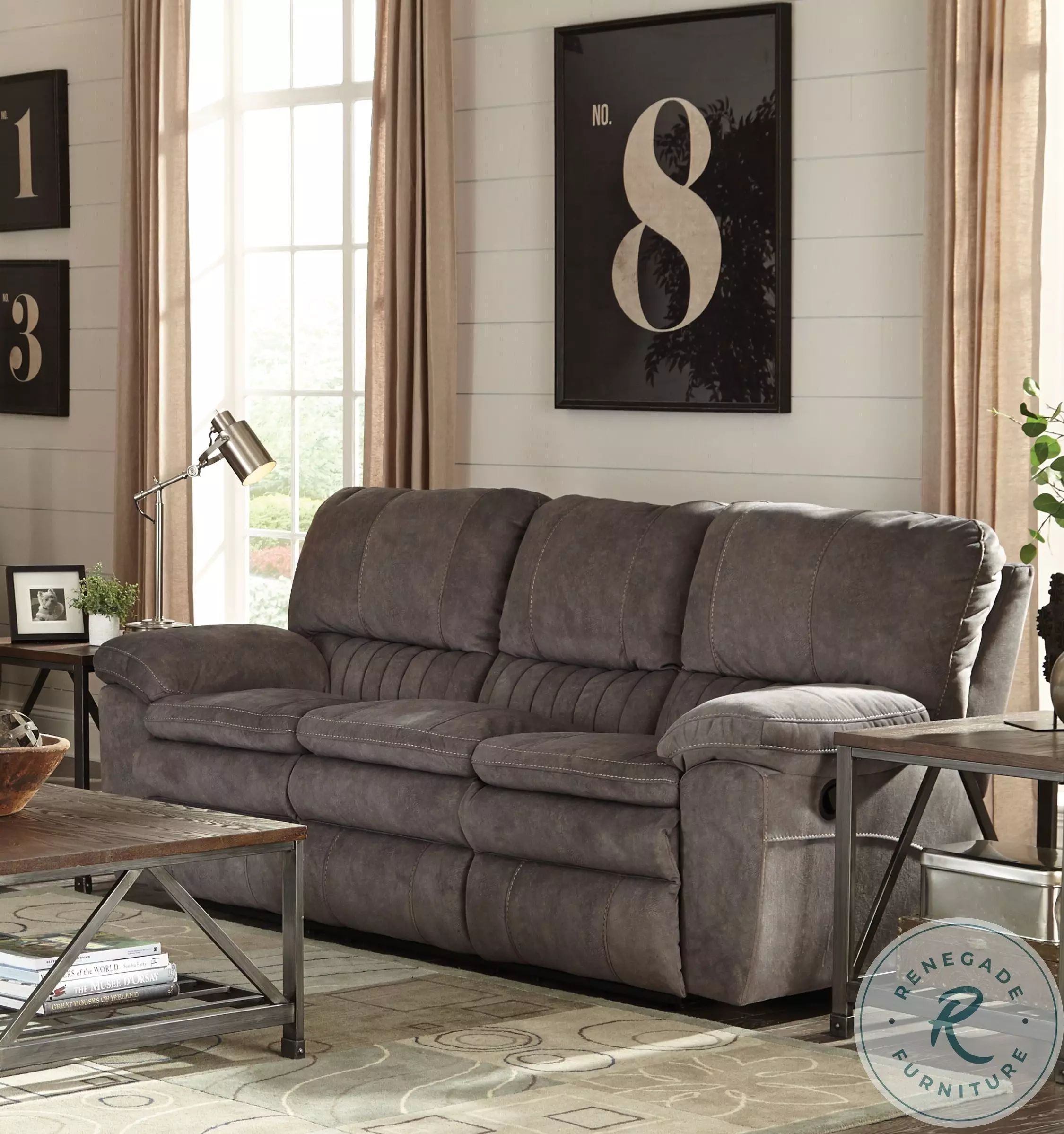 Reyes Graphite Lay Flat Power Reclining Sofa From Home