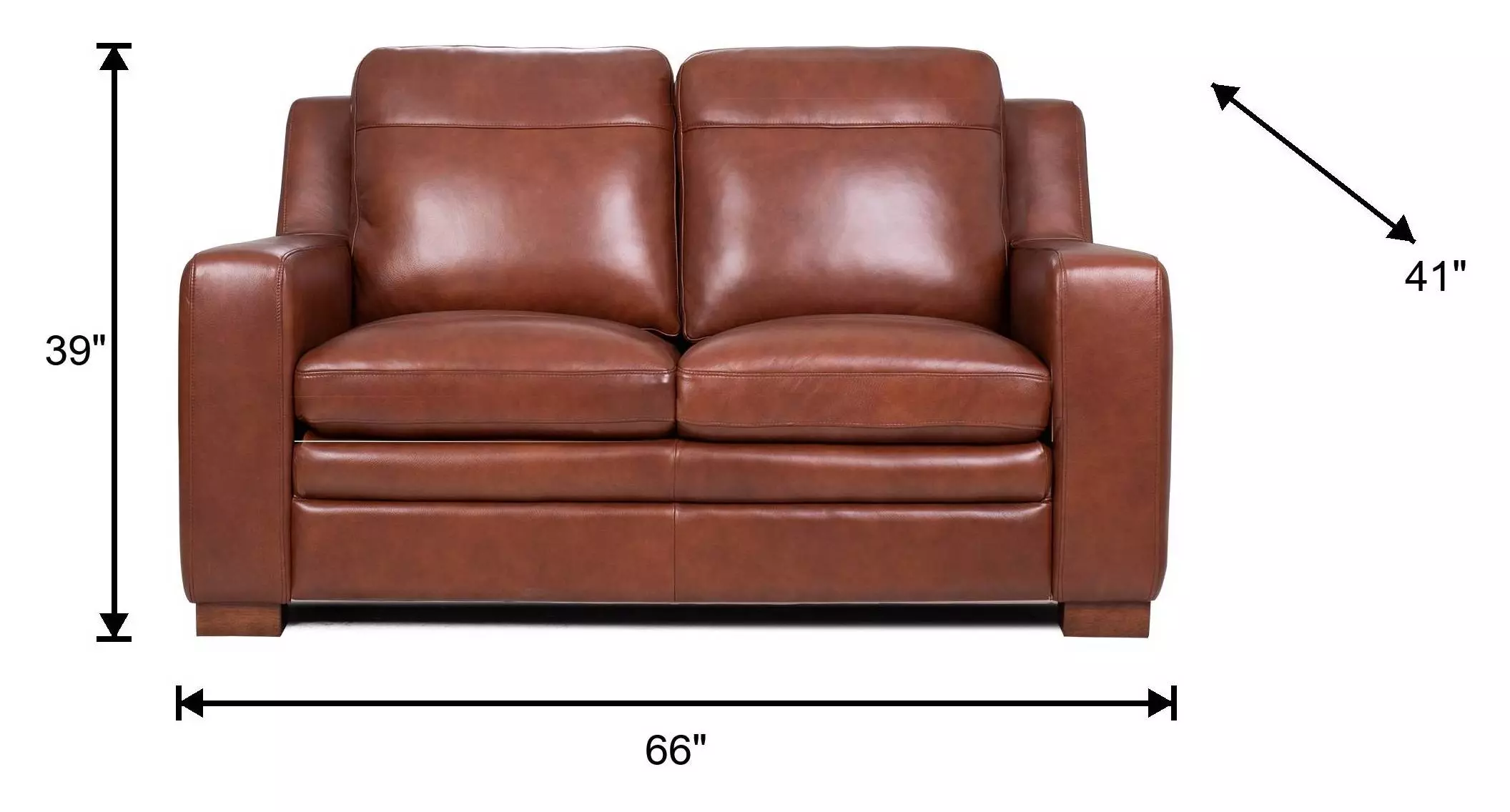 Ellery Brown Auburn Leather 66" Loveseat