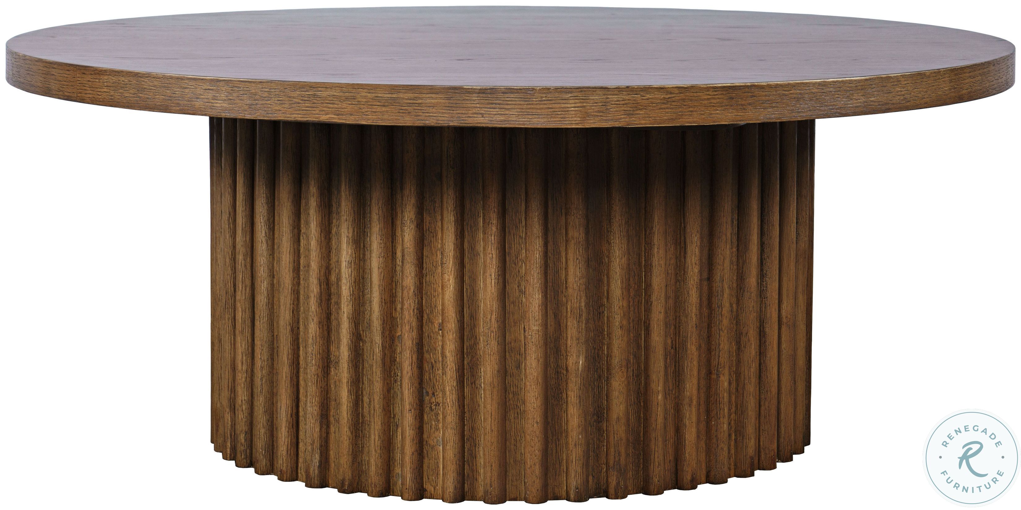 Auden Chestnut Fluted Pedestal Round Coffee Table From Jofran | Coleman ...