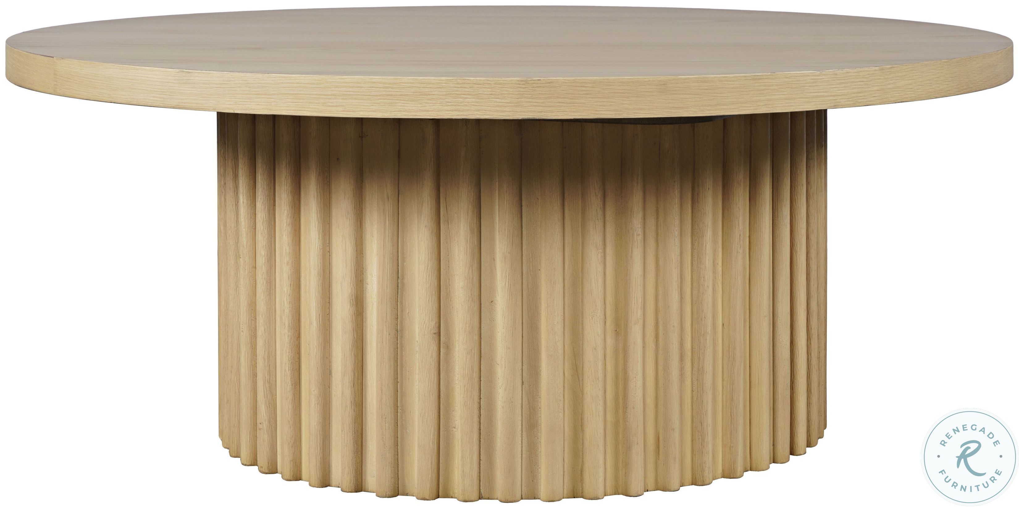 Auden Natural Fluted Pedestal Round Coffee Table From Jofran | Coleman ...