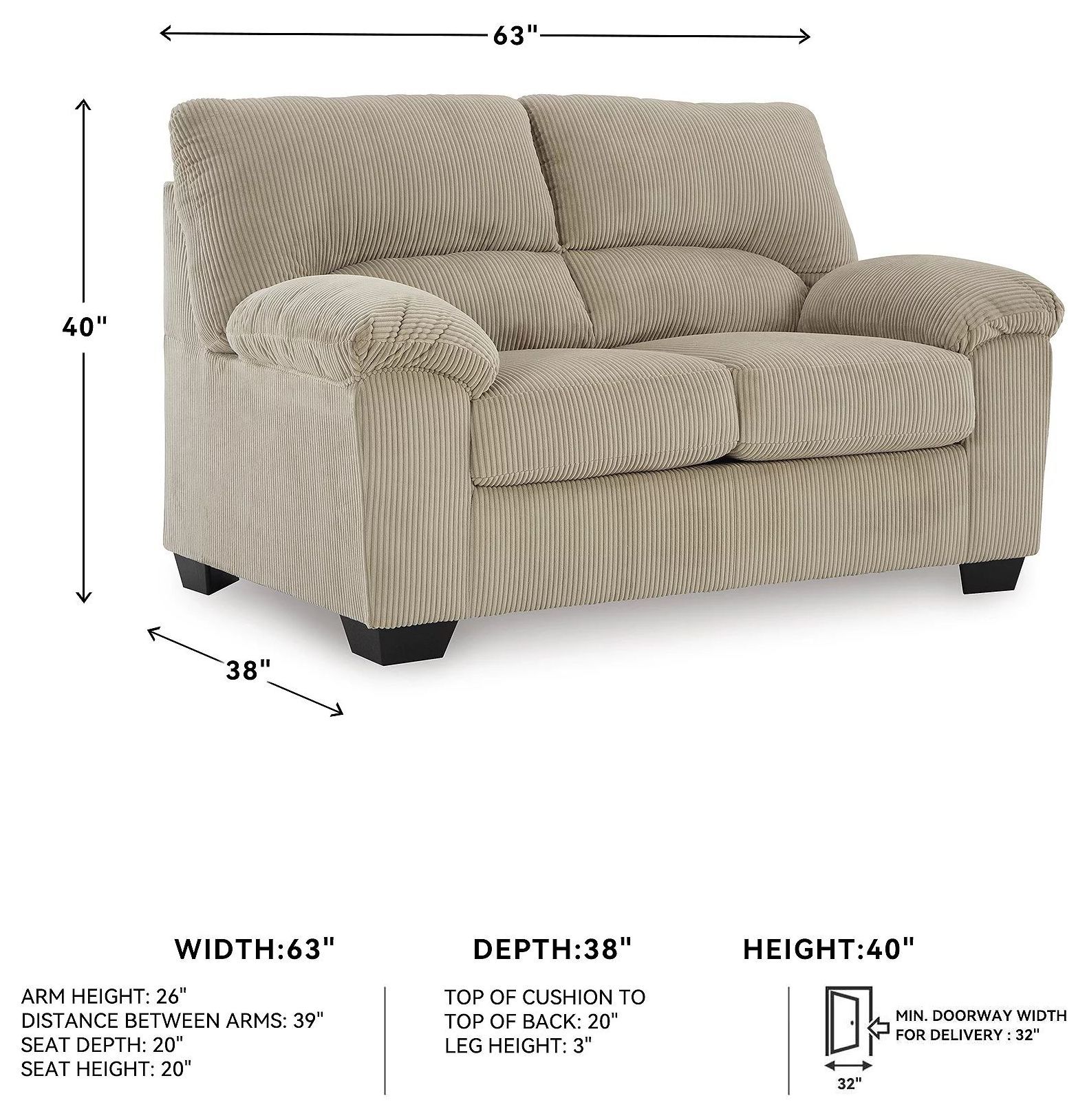 SimpleJoy Sand Loveseat