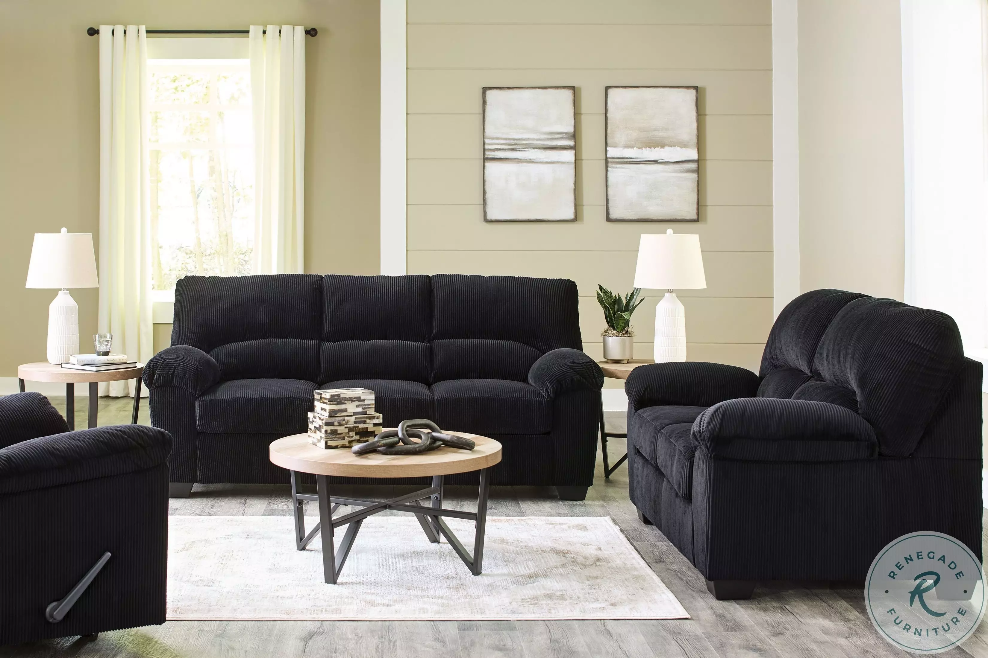 【Ashley Williams】ブラック サファー ニーソックス Ashley Simplejoy Onyx Sofa | Homemakers