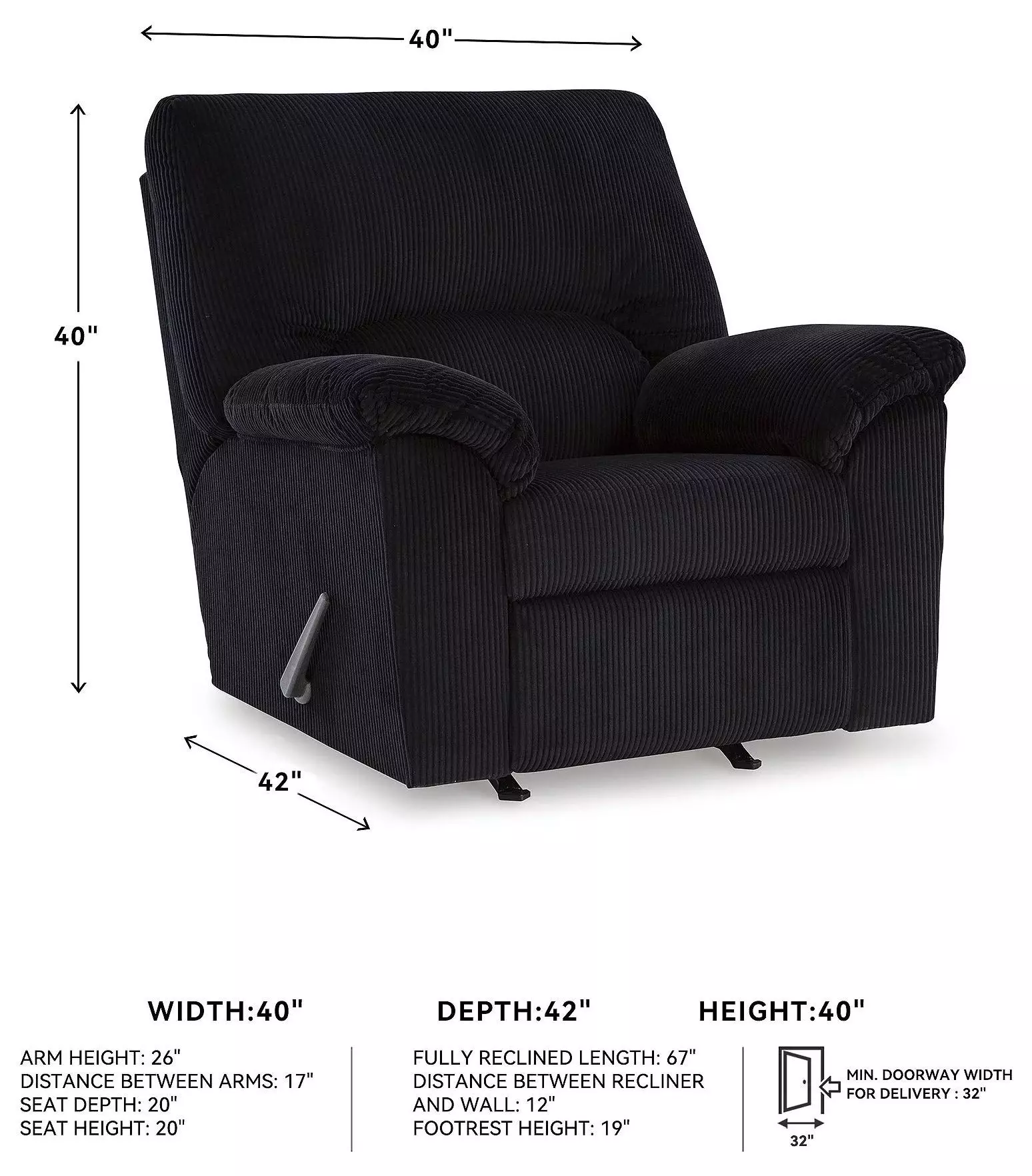 SimpleJoy Onyx Rocker Recliner