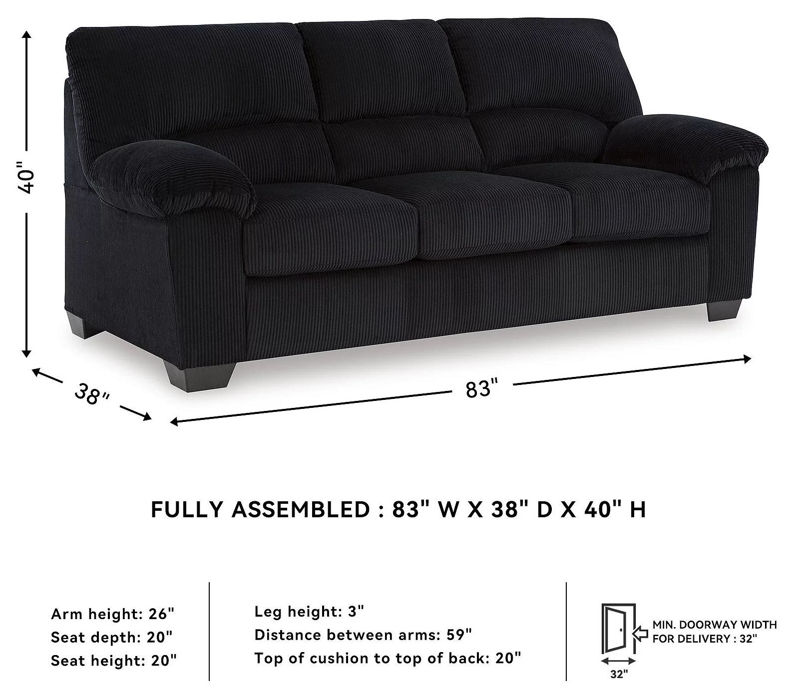 SimpleJoy Onyx Sofa