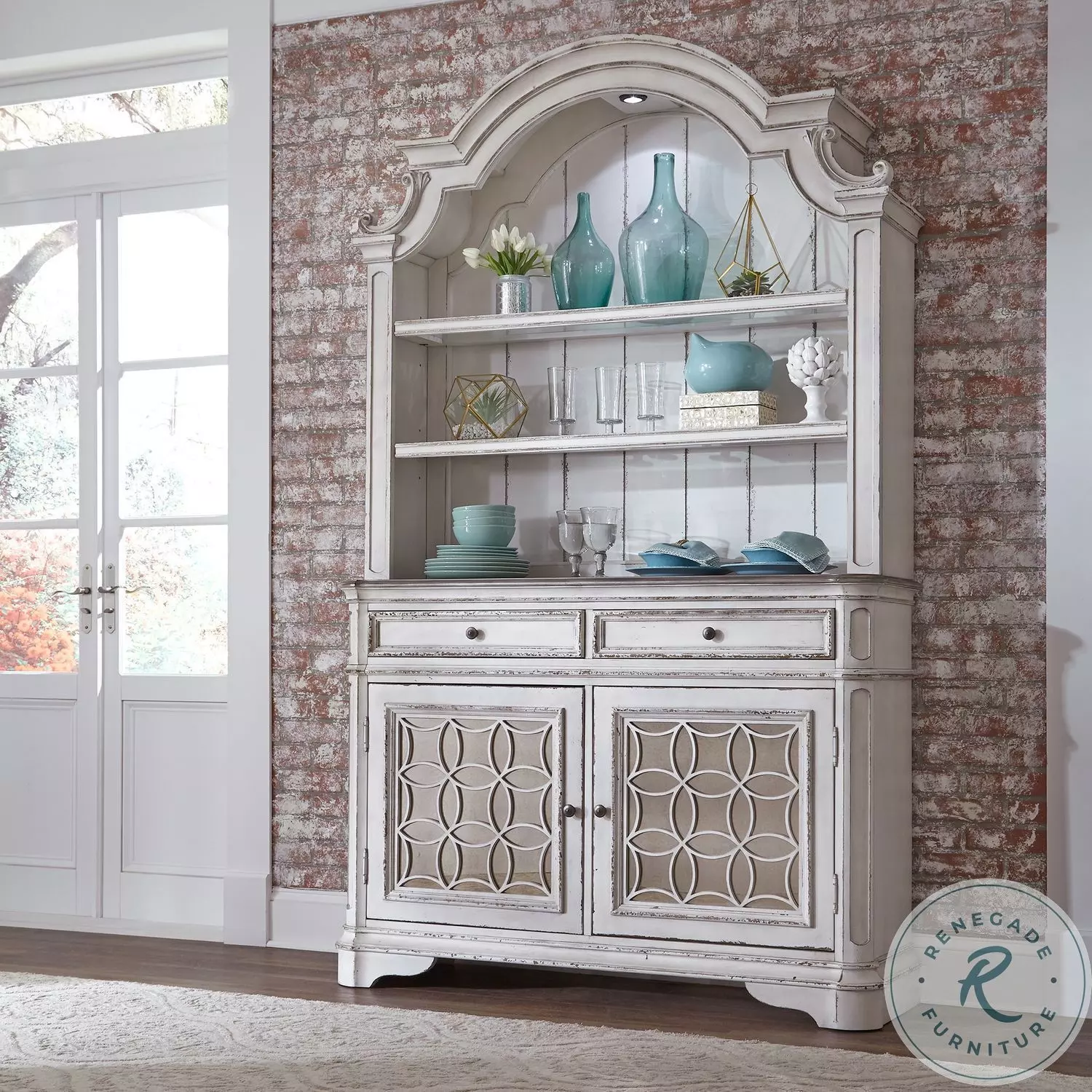 Magnolia Manor Antique White Buffet With Hutch from Liberty