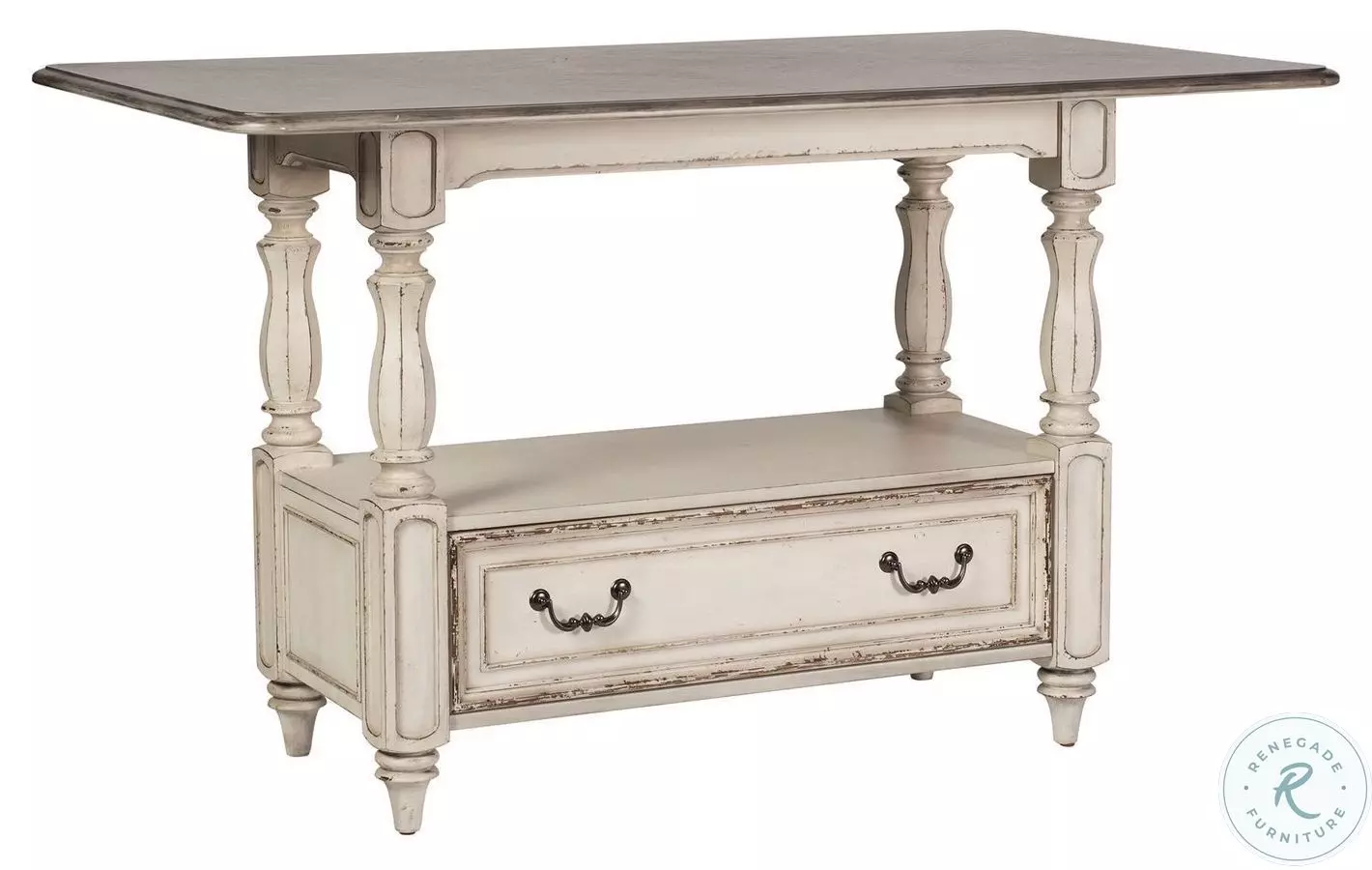 Magnolia Manor Antique White Rectangular Counter Height Dining Table ...