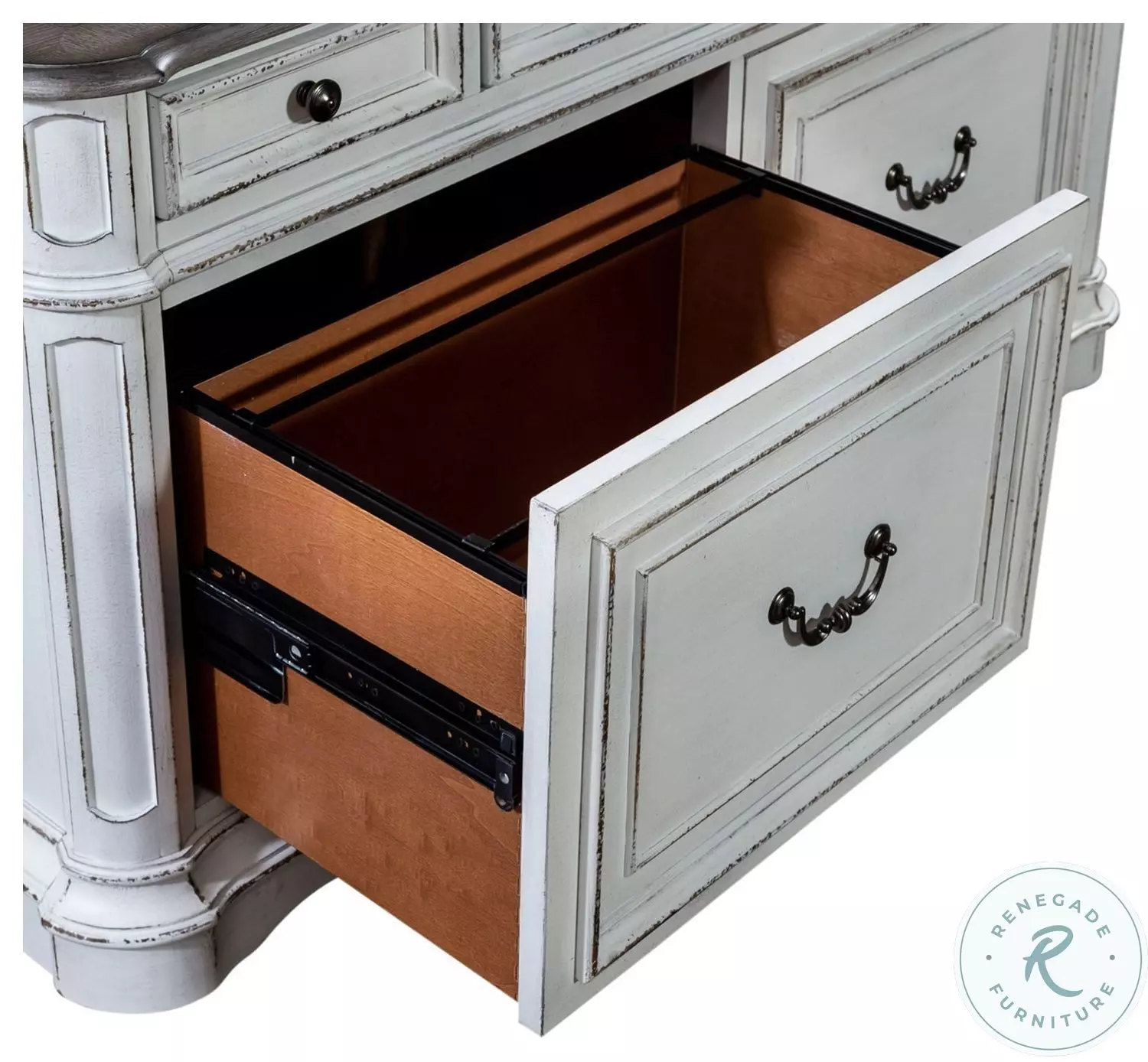 Magnolia Manor Antique White And Weathered Bark Credenza From Home