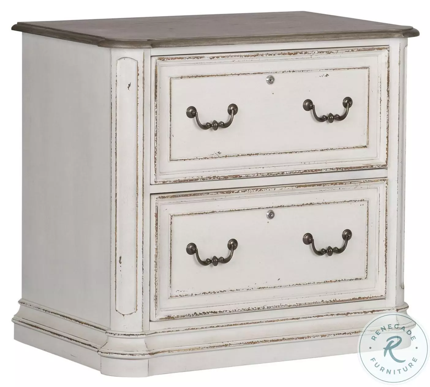 Magnolia Manor Antique White Jr Executive Media Lateral File from