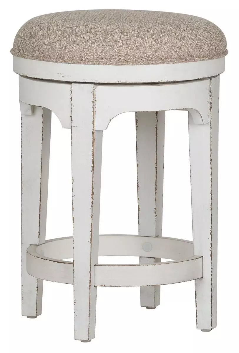Magnolia Manor Antique White And Weathered Bark Console Swivel Stool