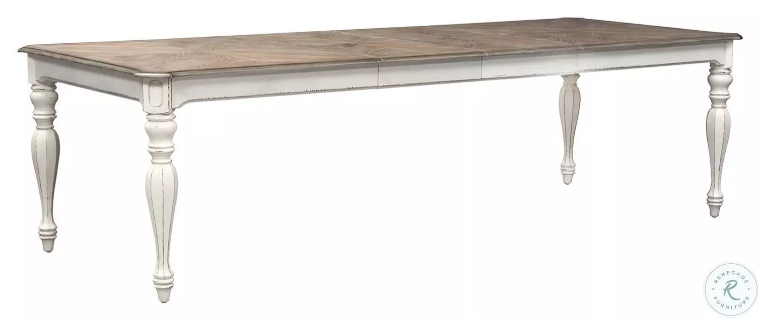 Magnolia Manor Antique White 108" Extendable Rectangular Dining Table ...