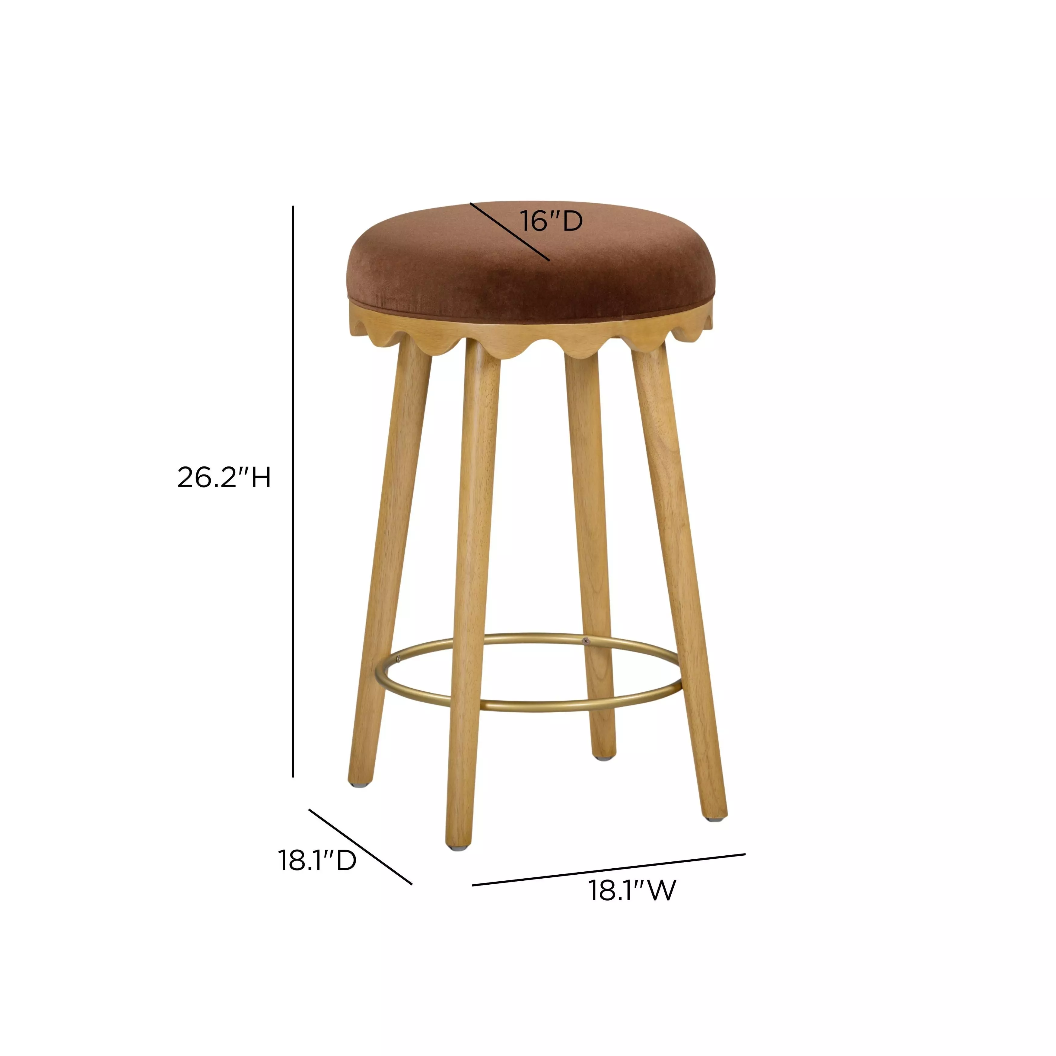 Oodle Bronze Performance Vegan Mohair Upholstered Counter Height Stool