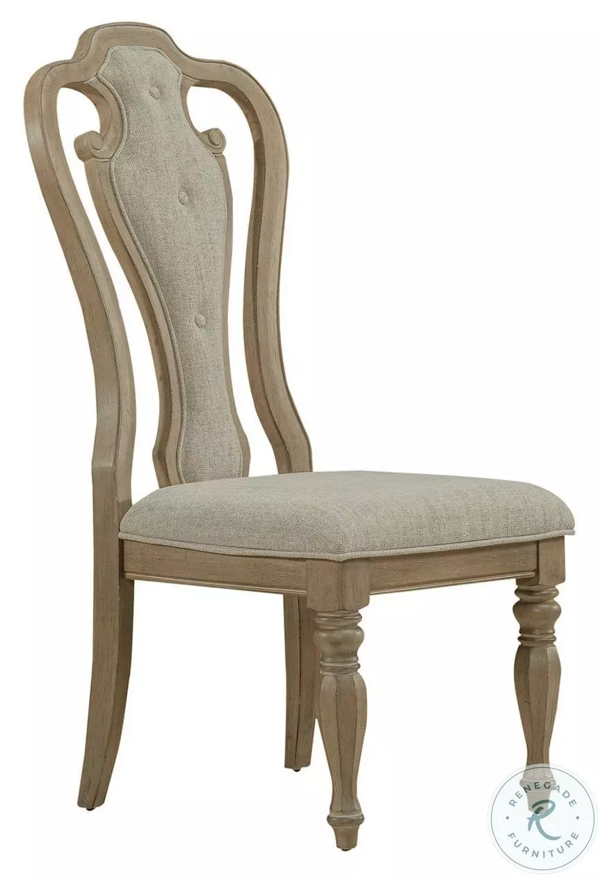 Magnolia Manor Weathered Bisque Splat Back Upholstered Side Chair Set ...