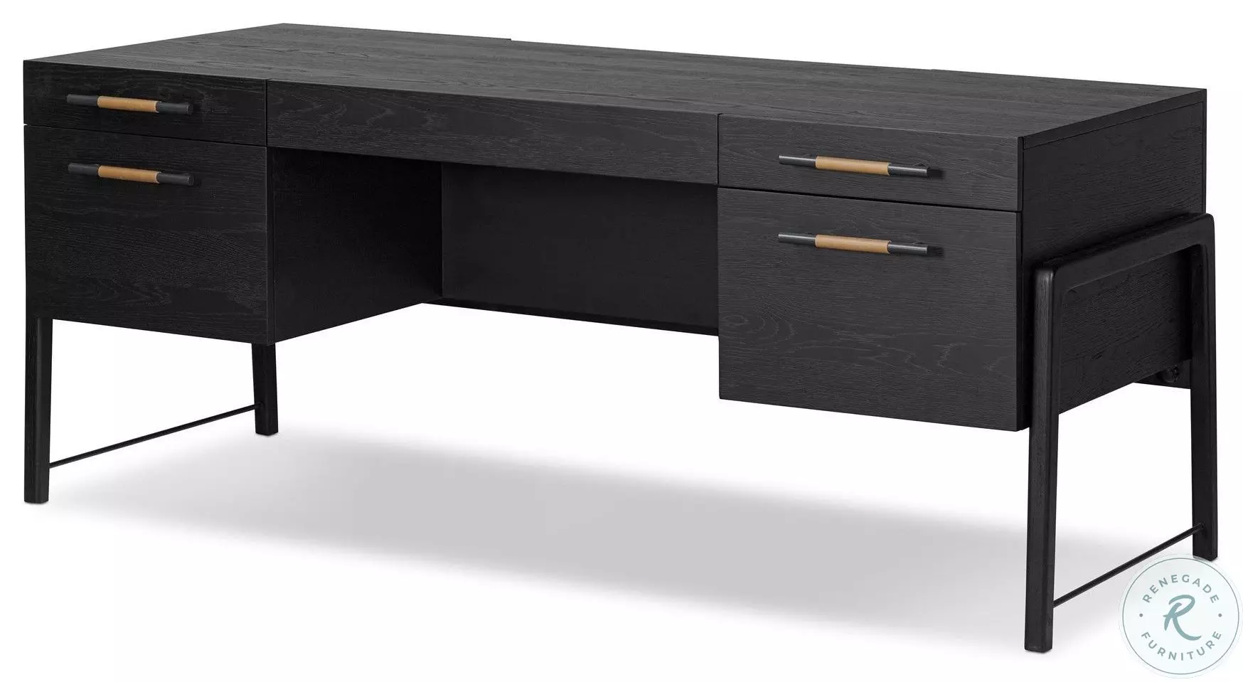 Rosedale Ebony Oak Veneer 3 Drawer Executive Desk | Coleman Furniture