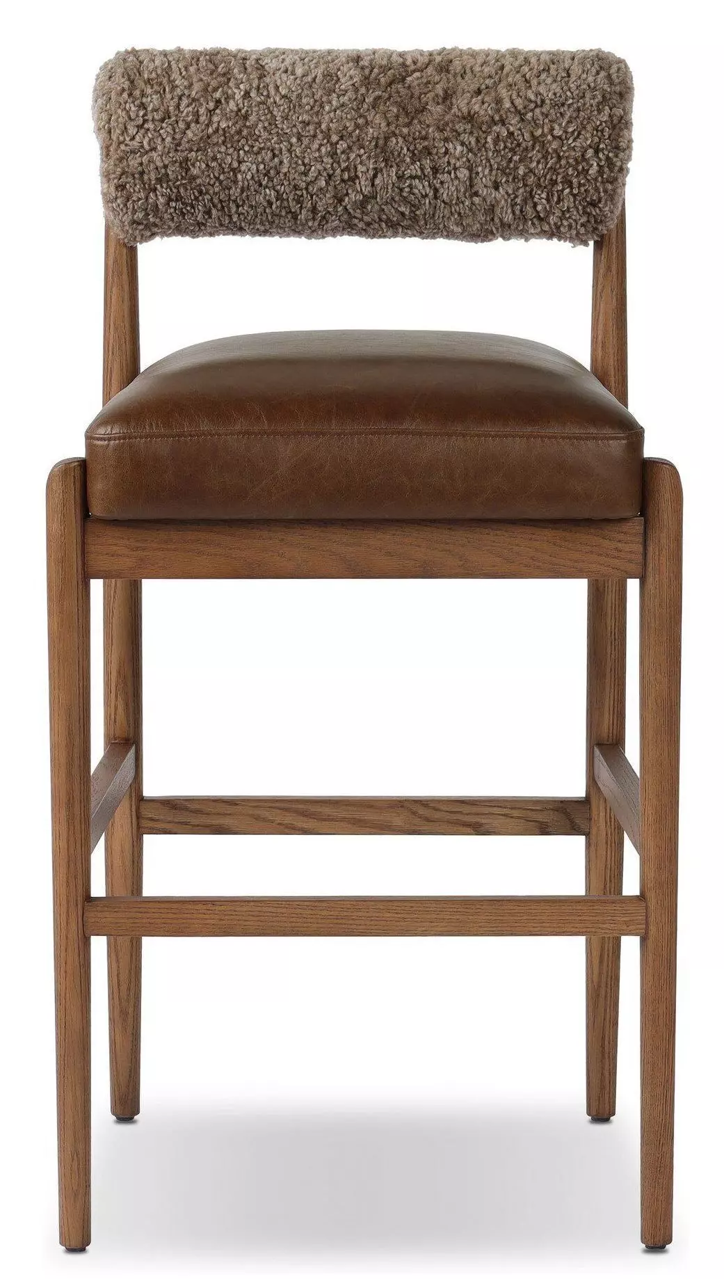 Jazelle Havana Brown And Taupe Shearling Bar Stool From Four Hands